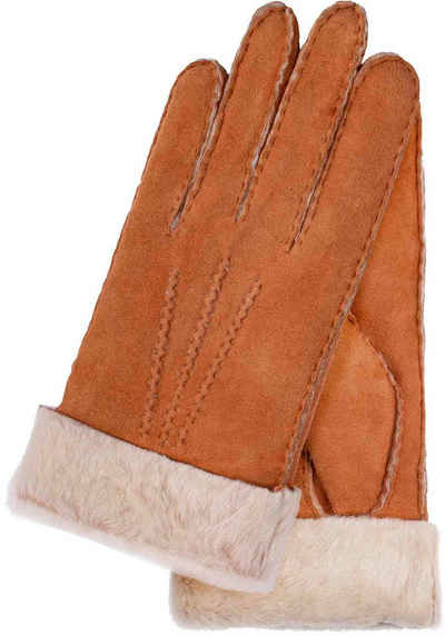 KESSLER Lederhandschuhe klassiches Design mit 3 Aufnähten und breitem Umschlag