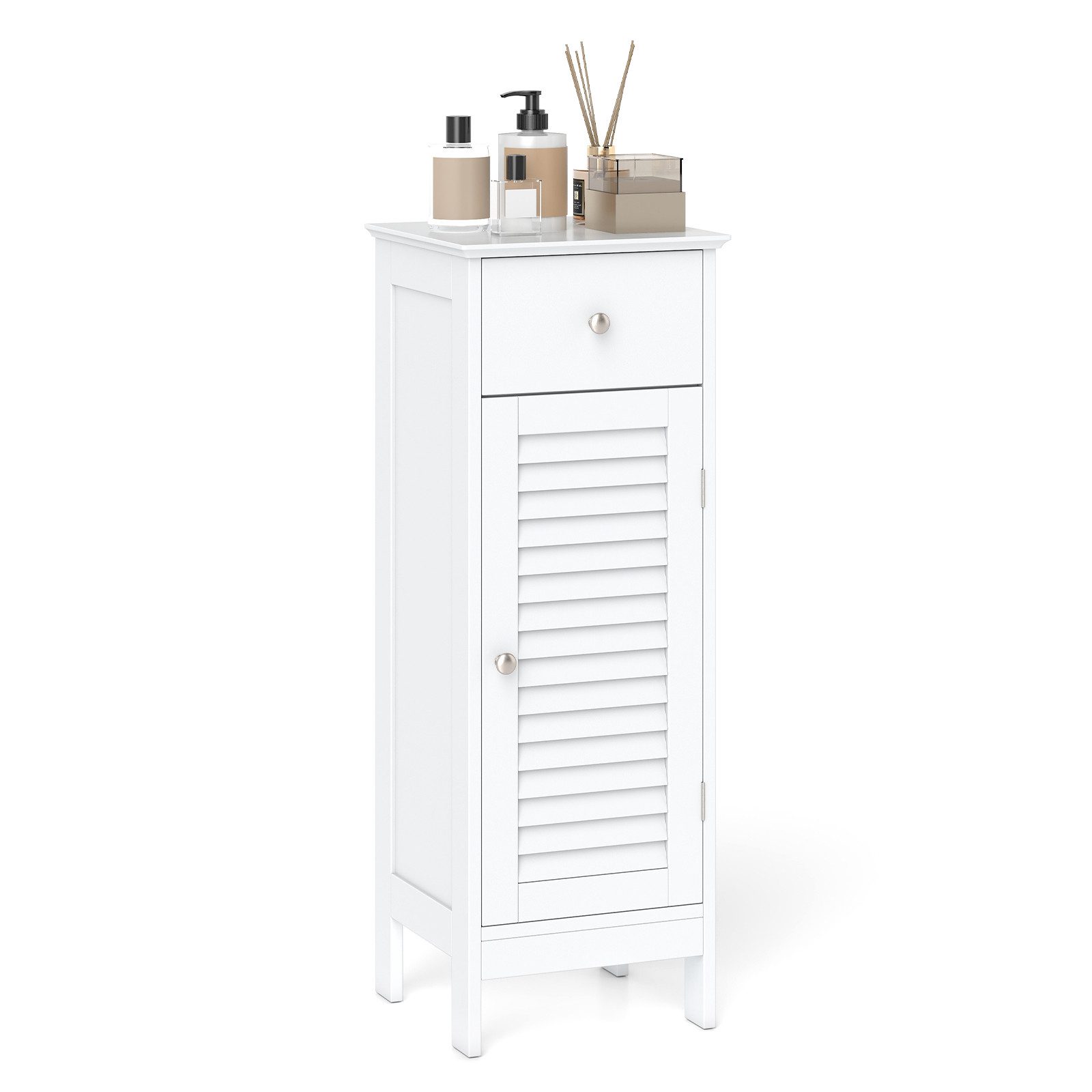 COSTWAY Badkommode, Badezimmerschrank hochschrank, Badschrank schmal