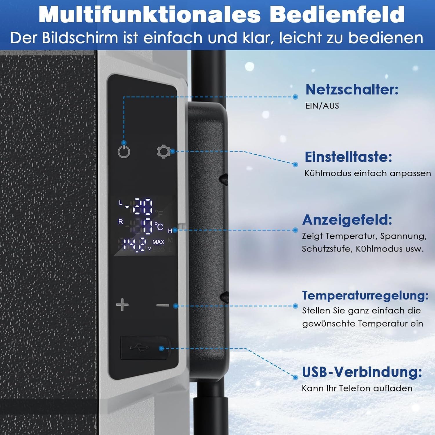 TLGREEN Kühlbox Kompressor Kühlbox 32L, bis -20℃, Zweizonen-Temperaturregelung, 44 l, MAX/ECO Modus, DC 12/24V, Camping Kühlschrank,Kühlbox Auto