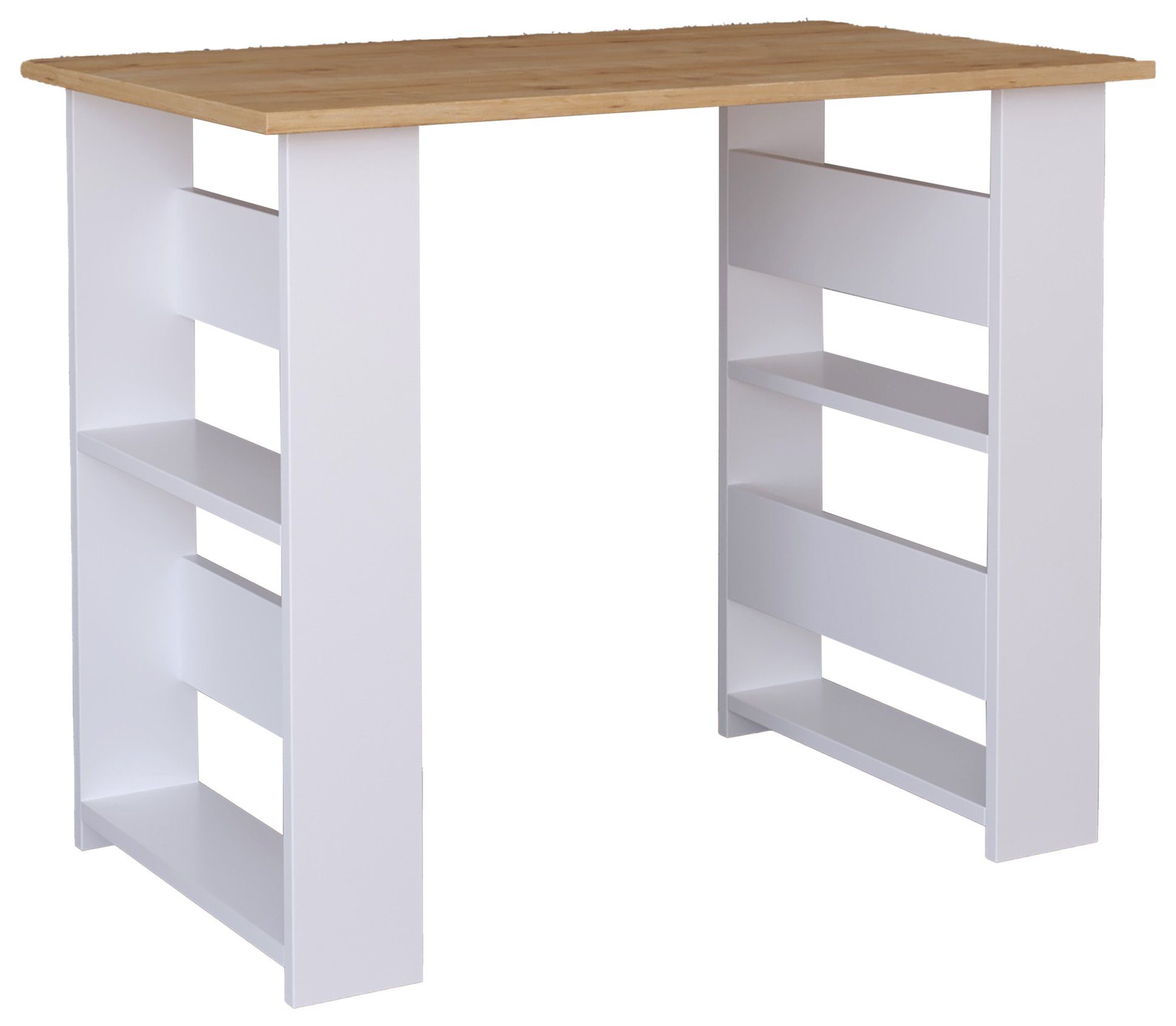 VCM Schreibtisch / Efilo Weiß Schreibtisch Honig-Eiche Computertisch Holz