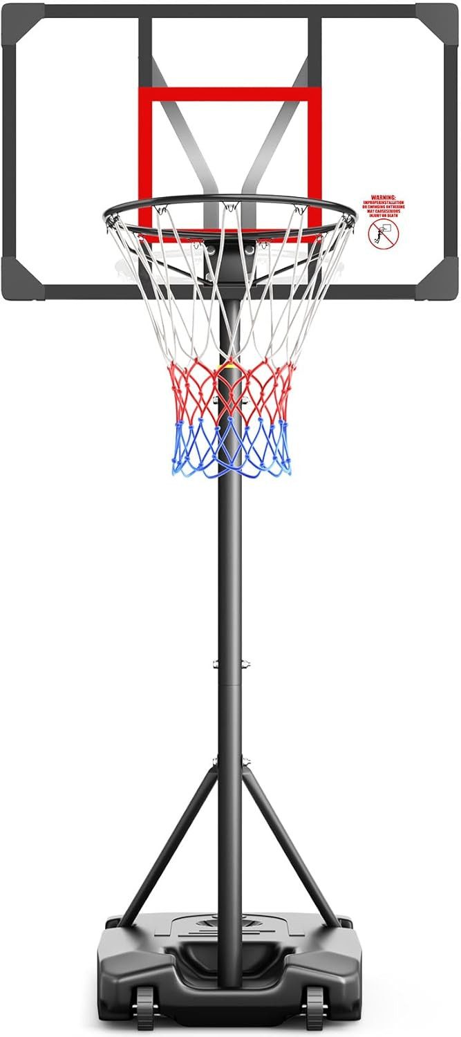 OUNUO Basketballkorb für Kinder/Jugendliche tragbar, höhenverstellbarer Basketballständer