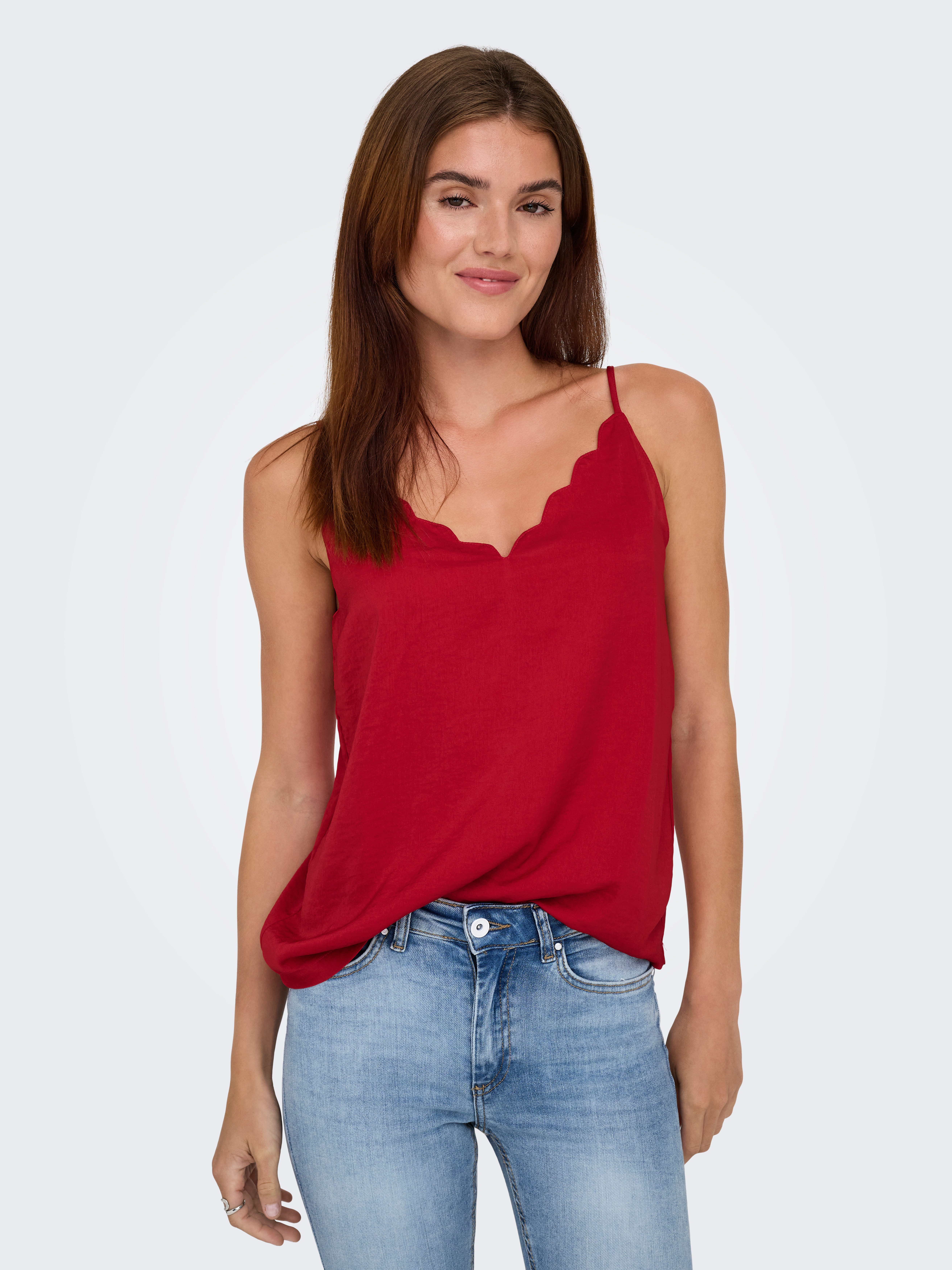 ONLY Spaghettitop ONLDEBBIE SINGLET NOOS WVN Kunstfaser, regular fit, Rundhals