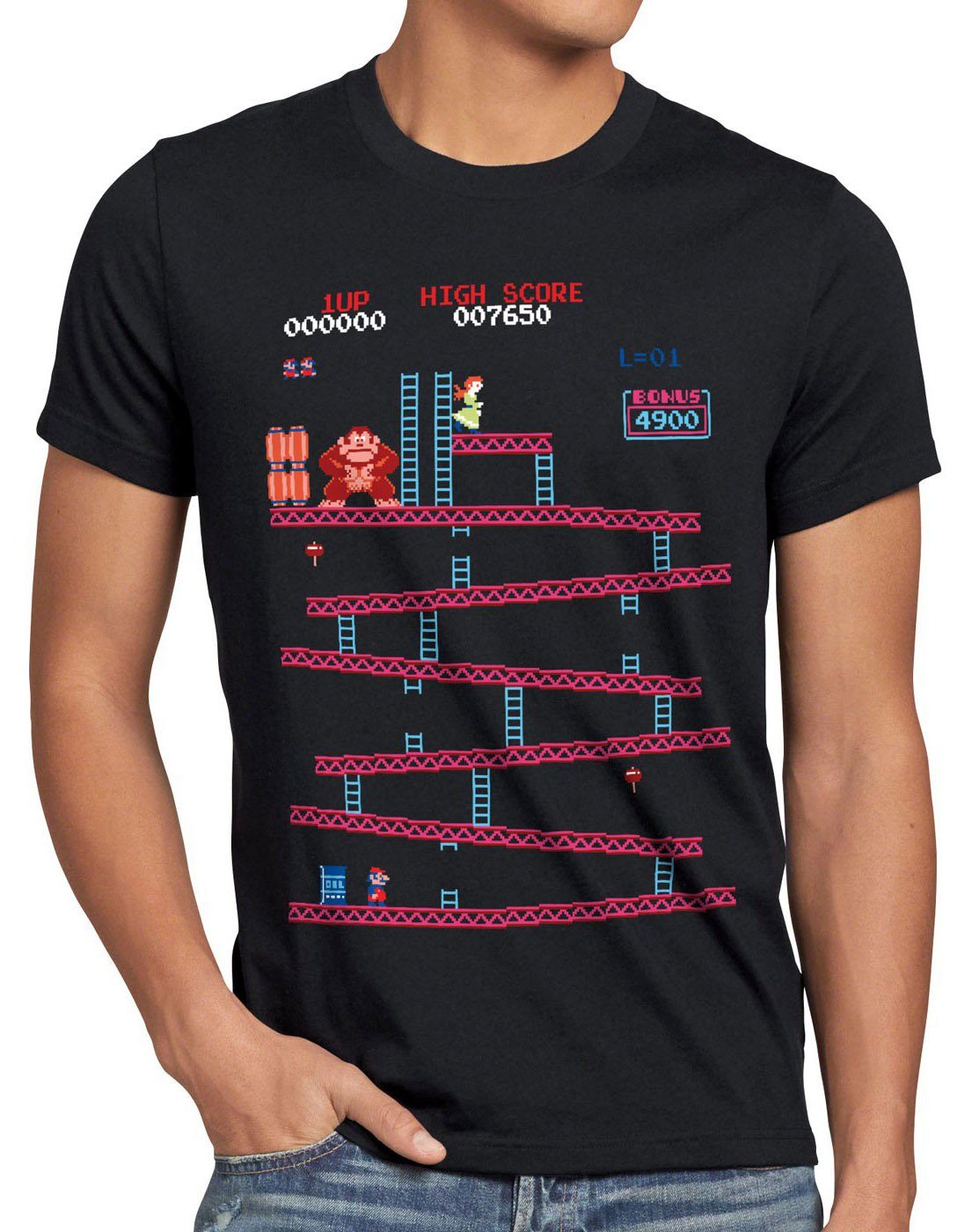 super Retro style3 Herren donkey T-Shirt snes classic mario gamer Kong Print-Shirt nes n64 nintendo