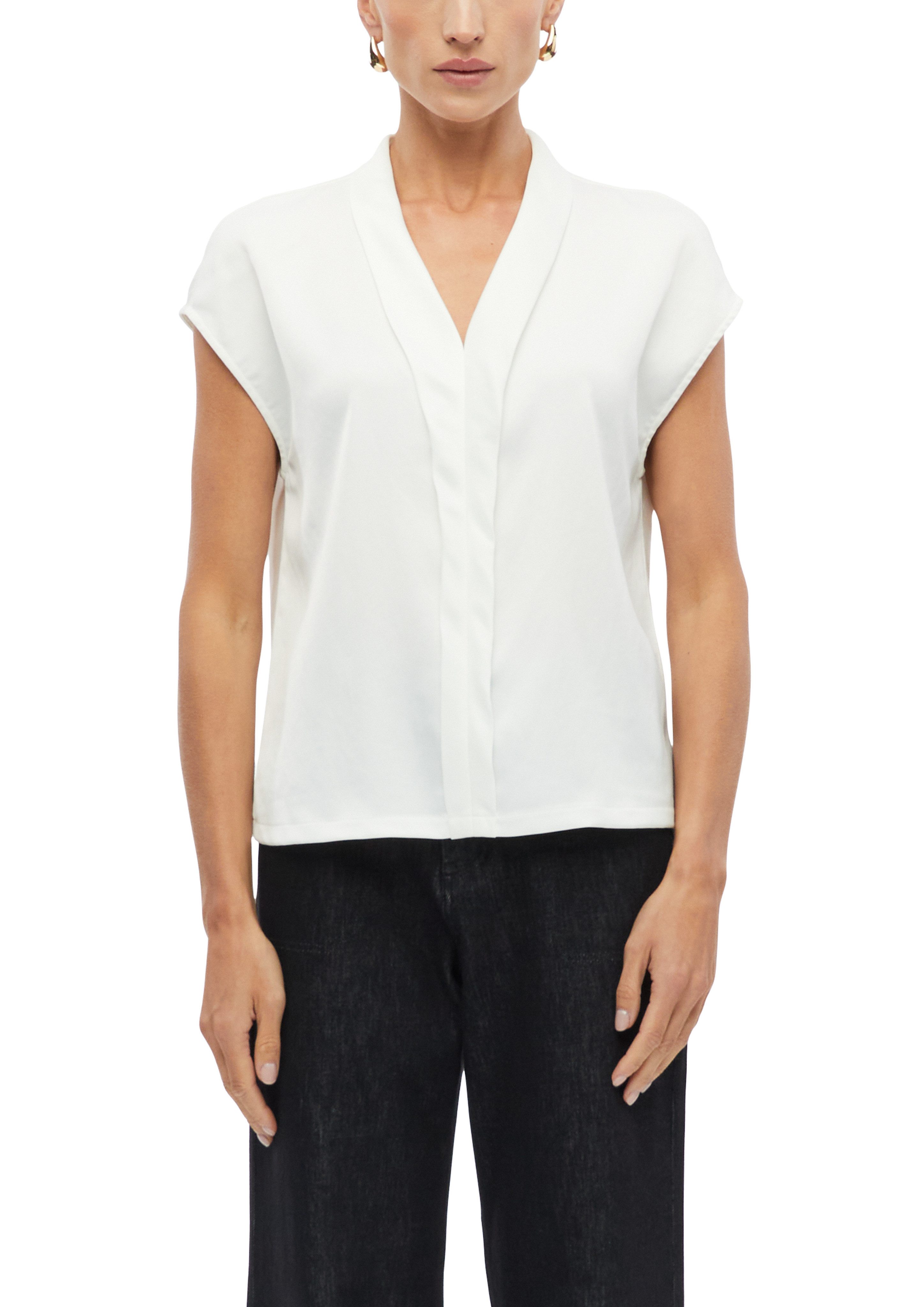 s.Oliver BLACK LABEL Kurzarmshirt Sommerbluse / Sommershirt mit V-Ausschnitt