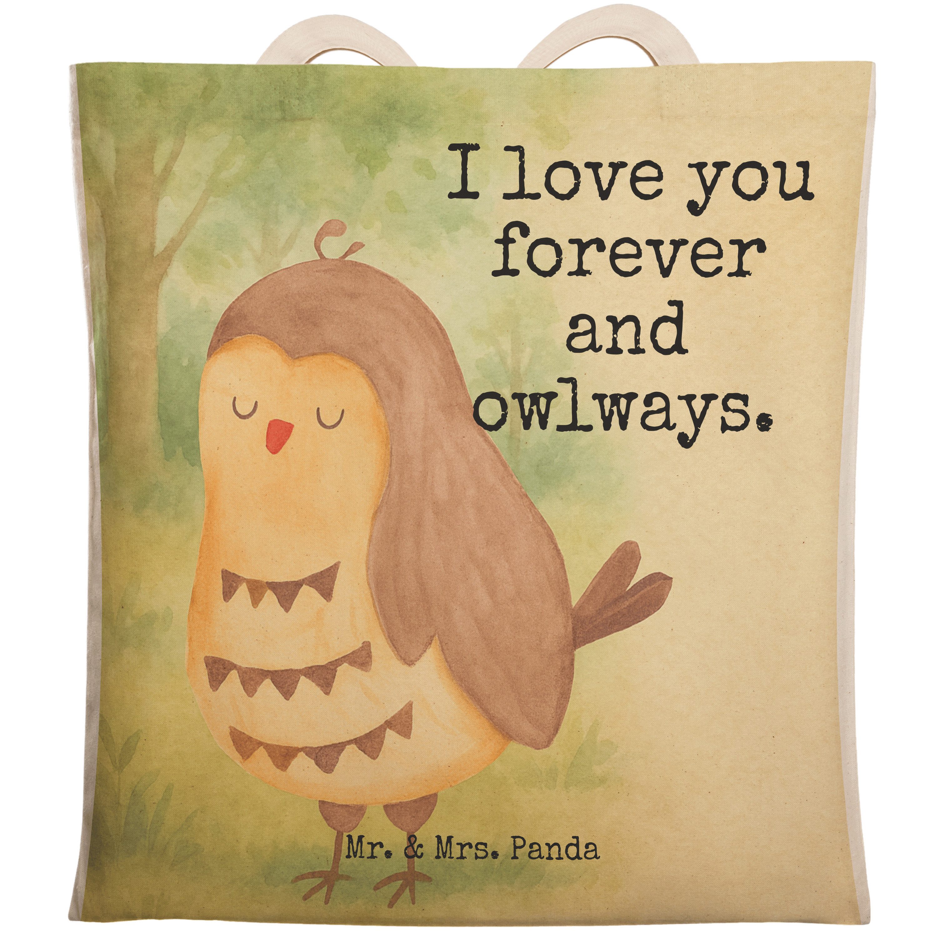 Tragetasche Eule Zufrieden Design, Tote Bag, Weiß, Liebesspruch, Tasche, shopping