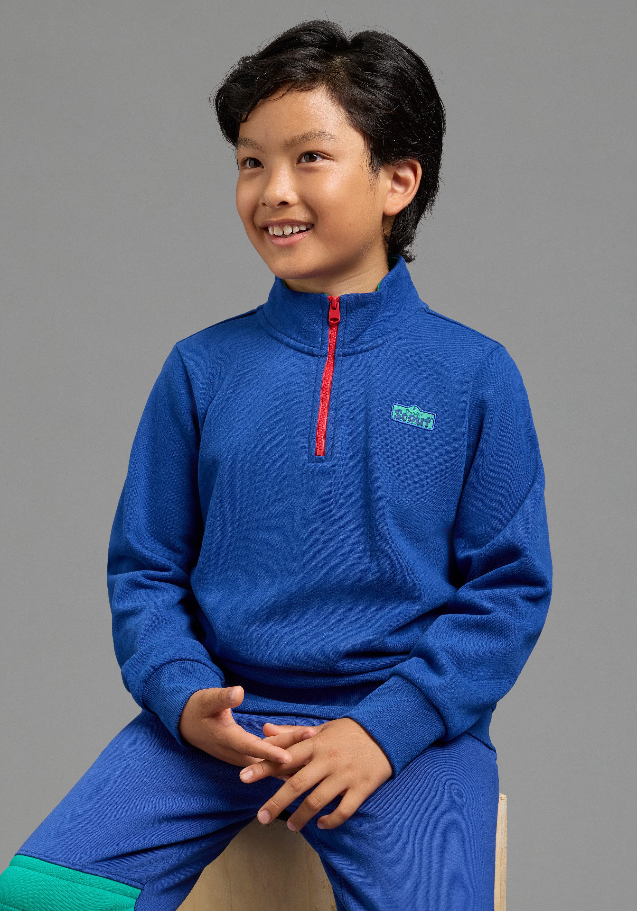 Scout Sweatshirt Troyer, Zip-Sweatshirt - NEU von SCOUT Troyer-Sweatshirt mit kontrastfarbigen Details und Rippbündchen