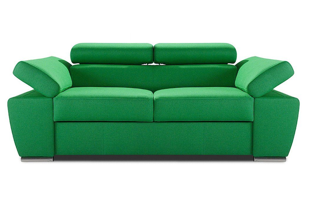 JVmoebel Sofa Sofa Verstellbare Kopfstützen 2 Sofas Sitzer Textil Polster Modern Bettfunktion, und Stoff Grün Design Armlehnen