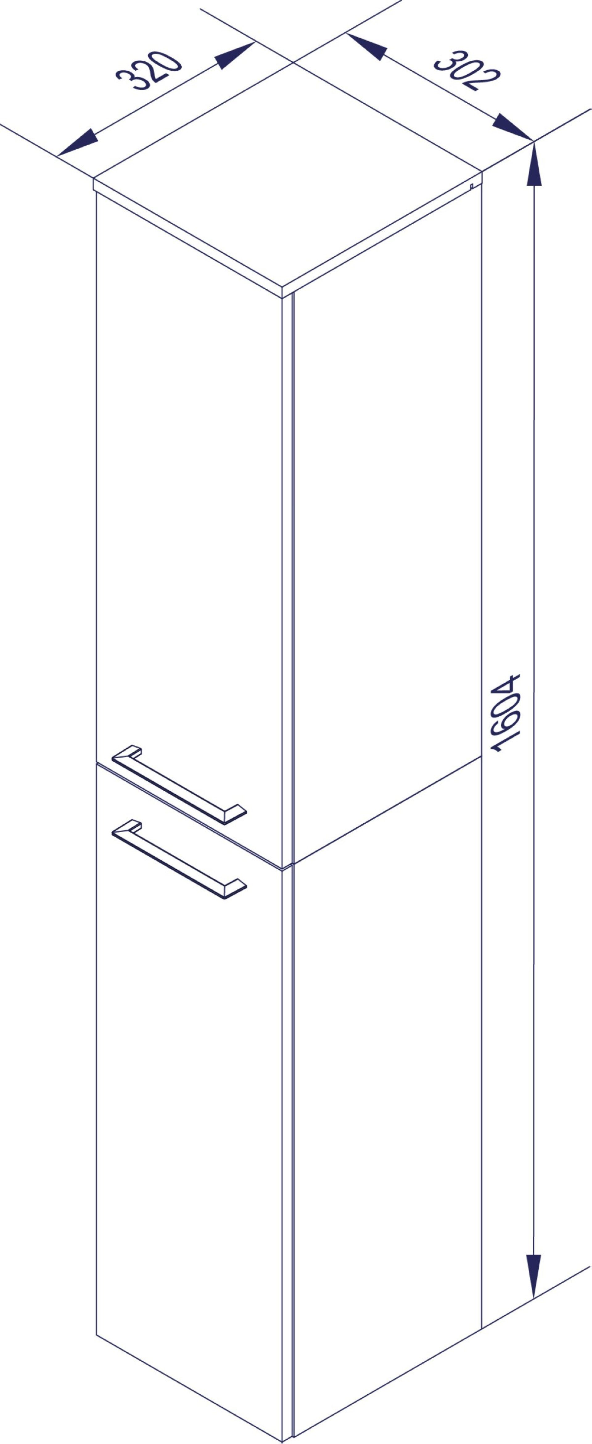 FACKELMANN Hochschrank Korpus Teilen, H Maße 30,5 ca. cm x (B 4 x Lima 32 x 2 T): Badmöbel 160,5 x aus Glaseinlegeböden