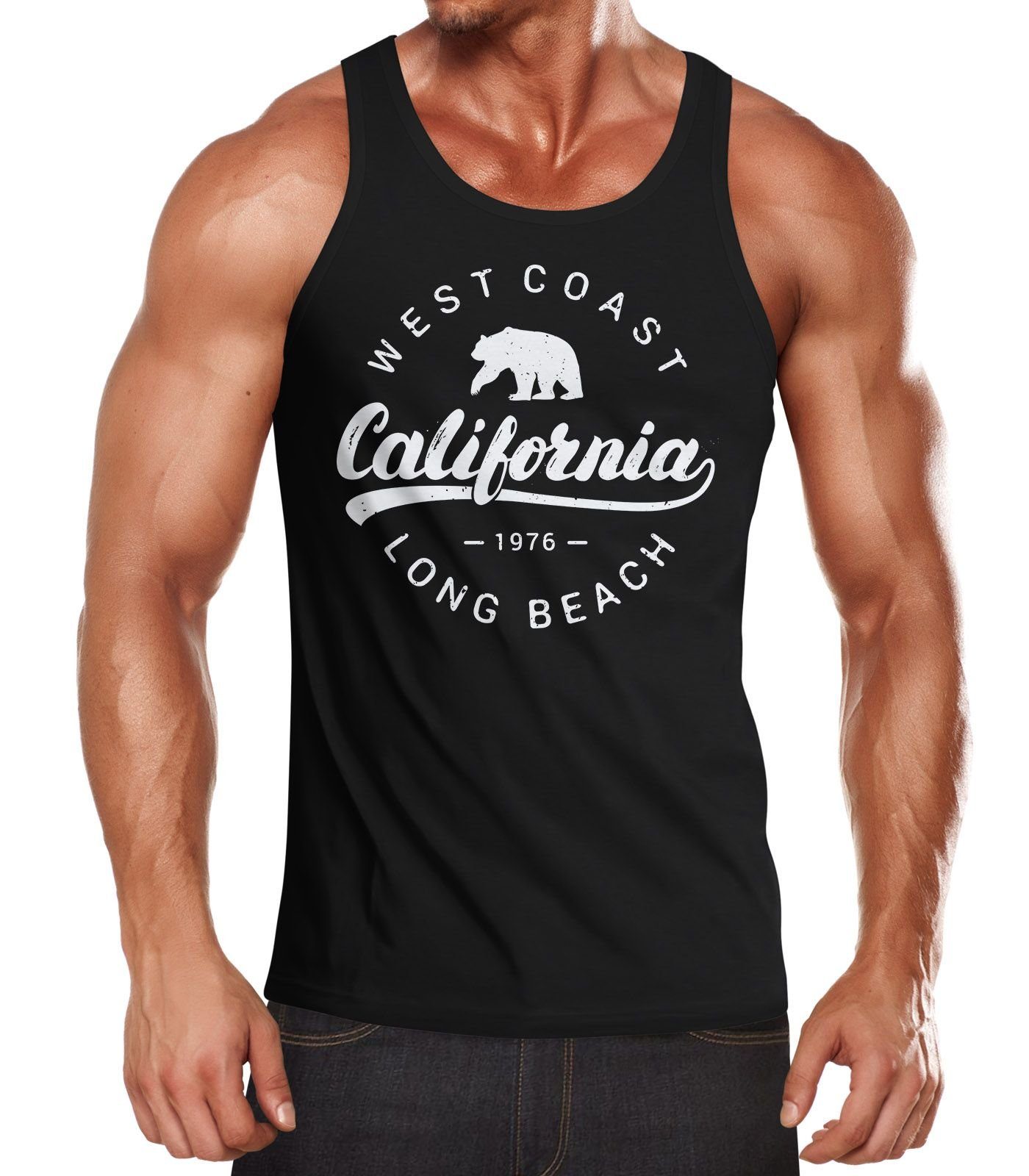 Neverless Tanktop Herren Tank-Top California Republic Muskelshirt Muscle Shirt mit Print