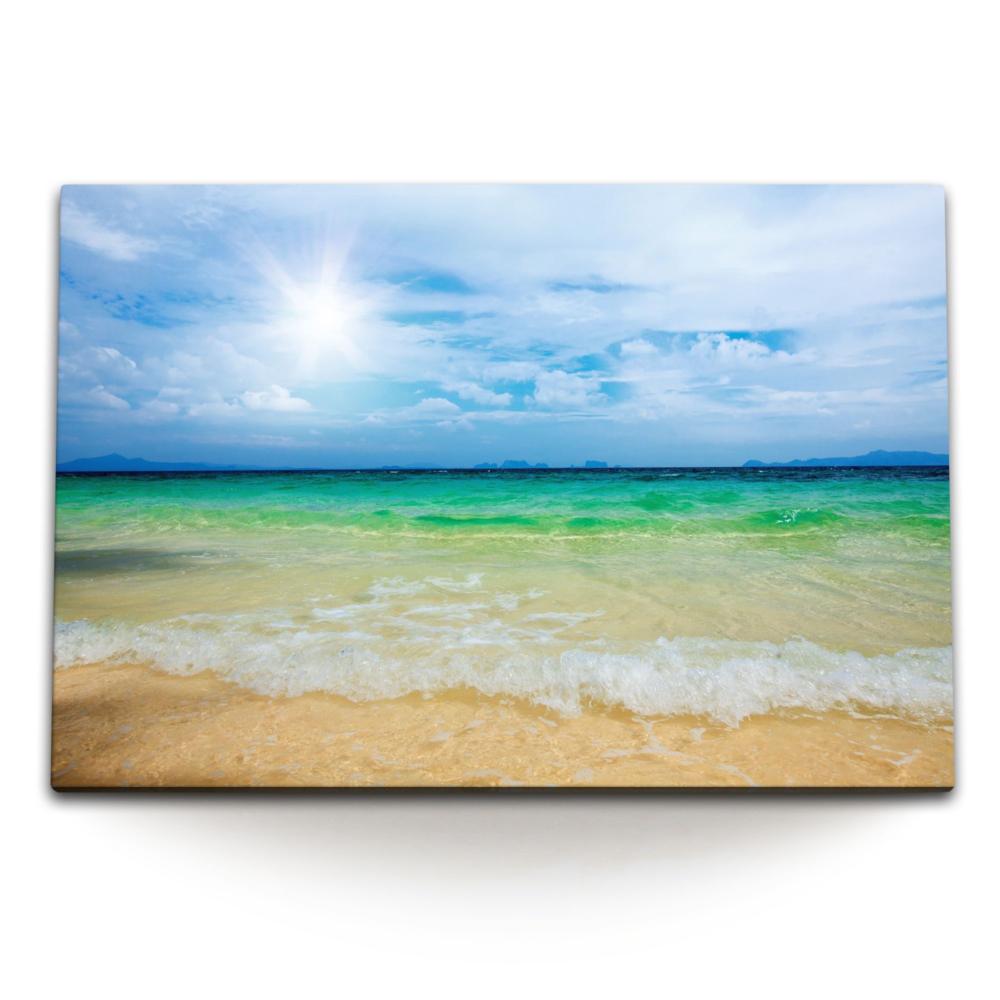 Leinwandbild 120x80cm Wandbild auf Leinwand Blauer Himmel Horizont Meer Sonnenschei