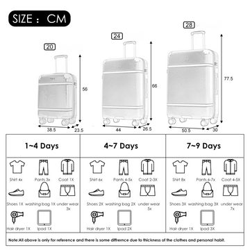 Ulife Hartschalen-Trolley Modern Reisekoffer Handgepäck ABS-Material, TSA Zollschloss, 4 Rollen