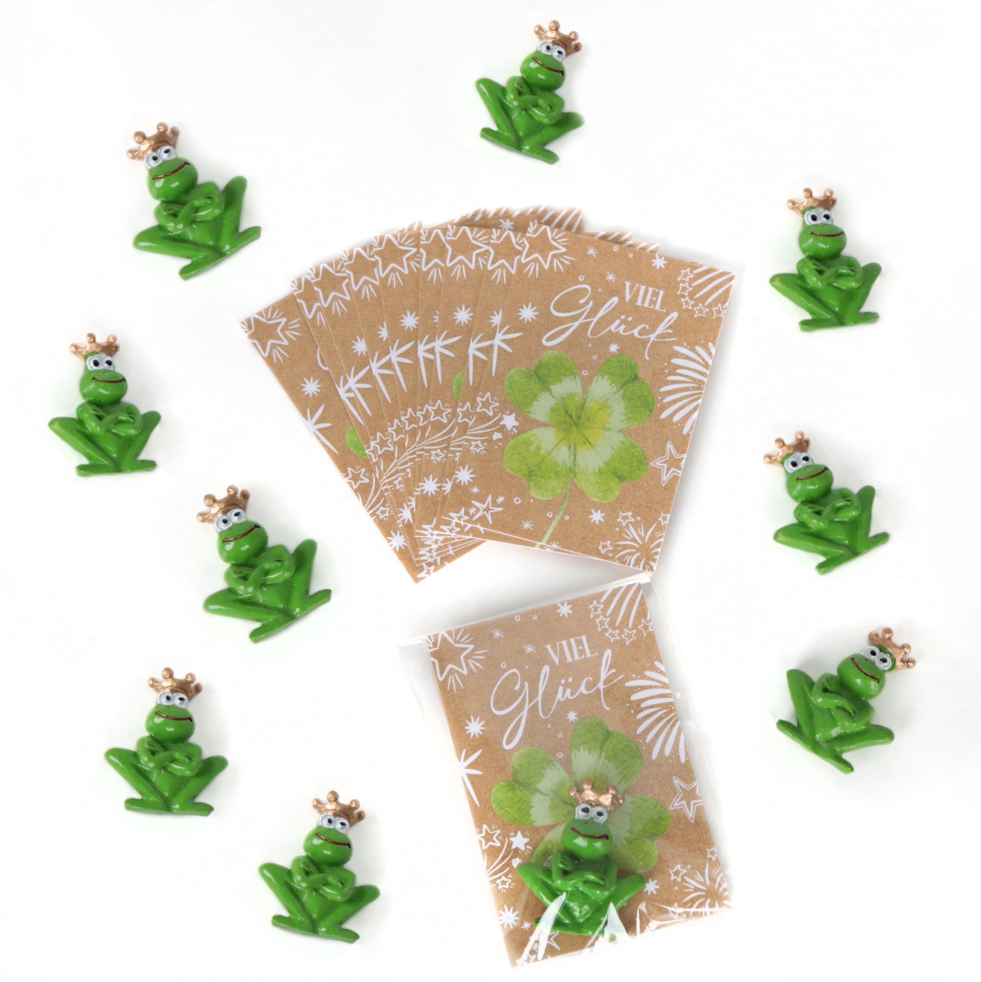 Logbuch-Verlag Dekofigur 10 grüne Frösche "Viel Glück" Karte Glücksbringer günstig online kaufen