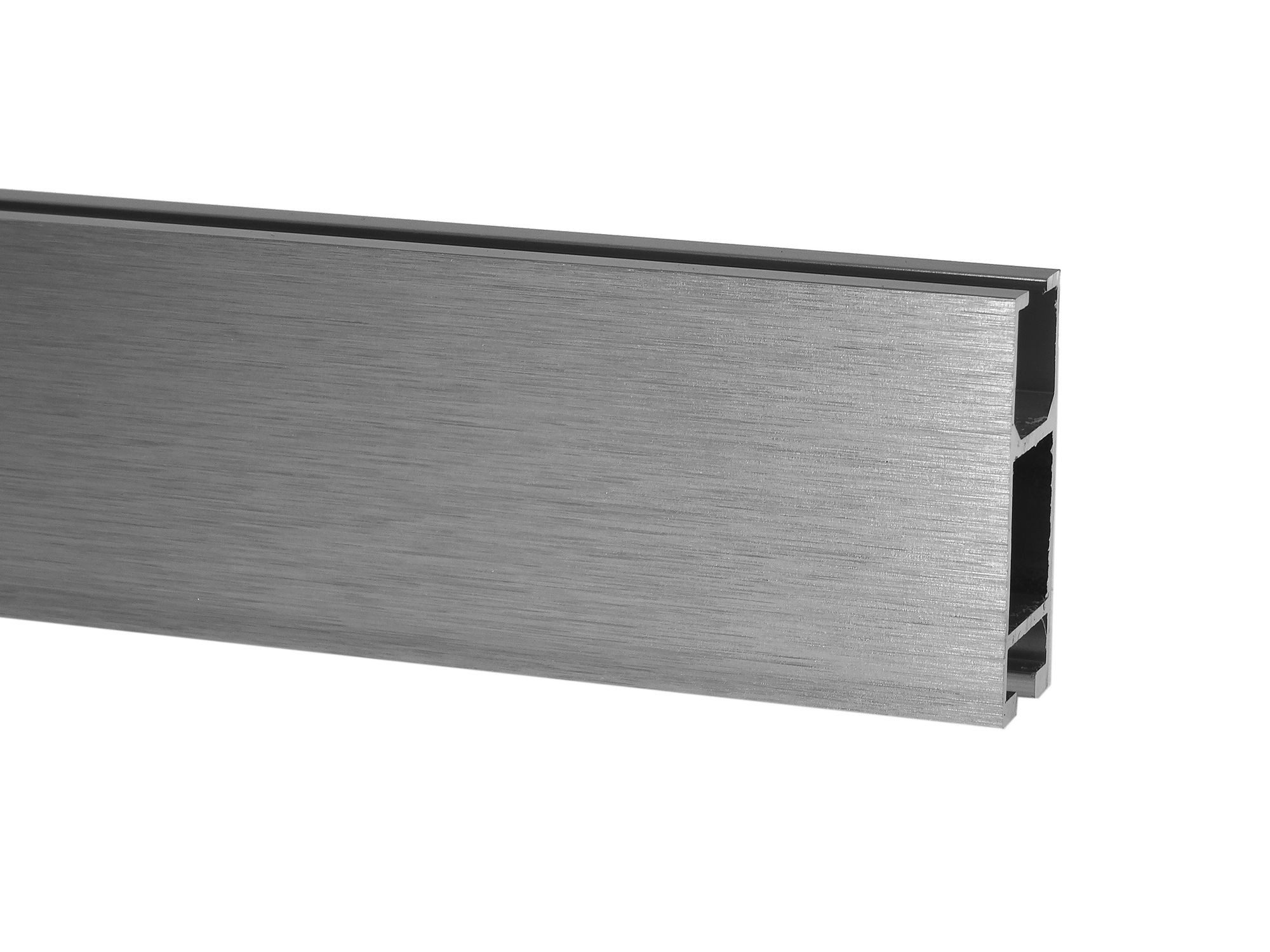 BASIT Gardinenstange eckig Innenlauf Edelstahloptik 30x14 mm mit Wandträgern 120 cm E90, Ø 30 mm, 2-läufig, verschraubt, Aluminium, H96 120 cm E90 Kappe