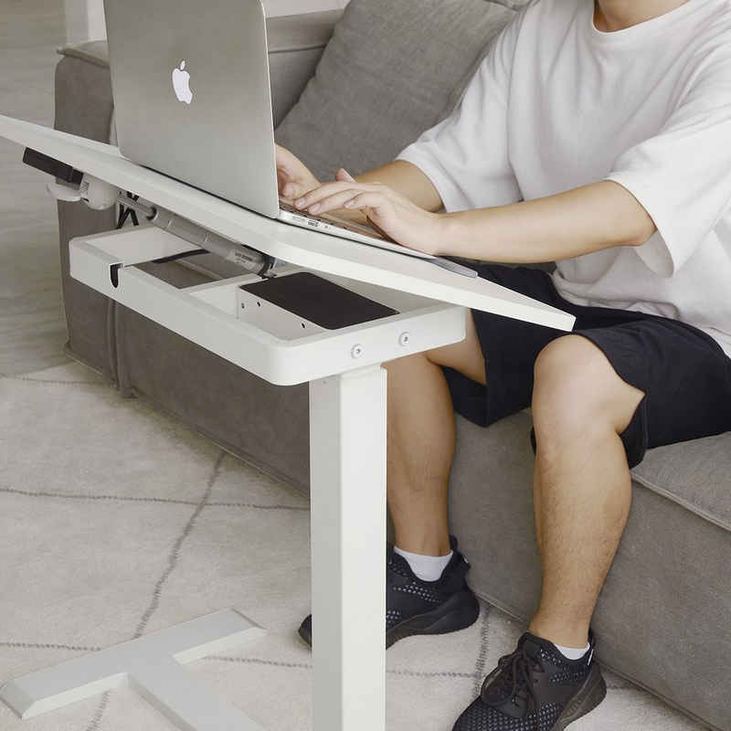KOWO Laptoptisch Bett- und Beistelltisch mobil, Höhenverstellbar Laptoptisch Elektrisch, Modern C Form Beistelltisch, 70 x 40 x (67-108) cm (B x T x H)