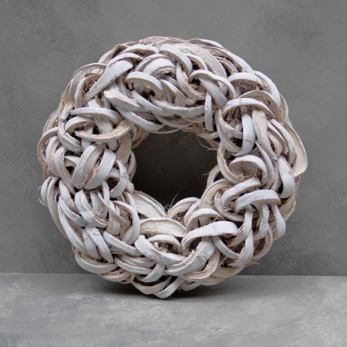 Couronne Dekokranz Deko Kranz Tür Kokos Naturmaterialien Weiß Modern 40 cm günstig online kaufen