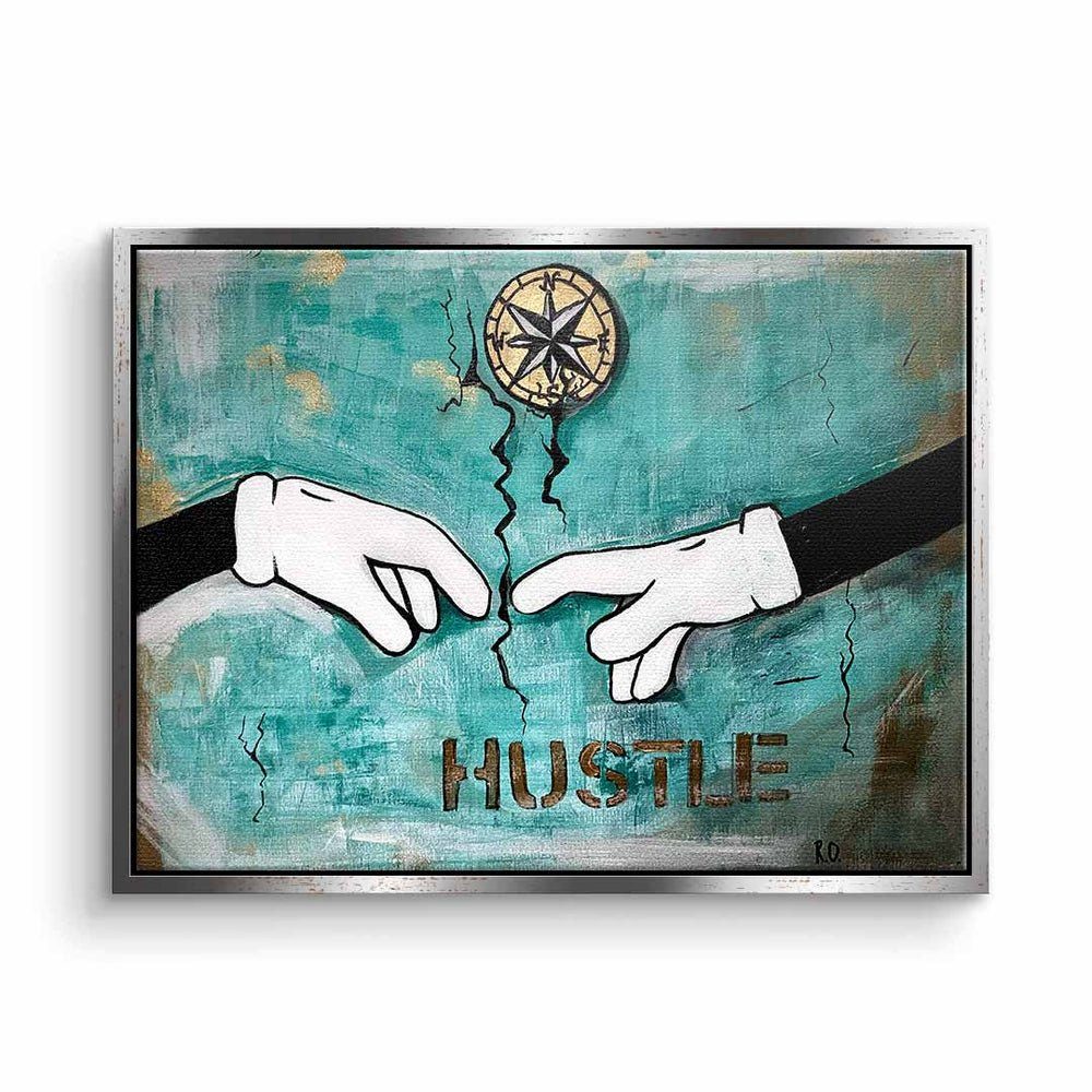 Ronja Leinwandbild, - by Premium designed - Hustle Rahmen DOTCOMCANVAS® Motivationsbild Of weißer Ojala Hands