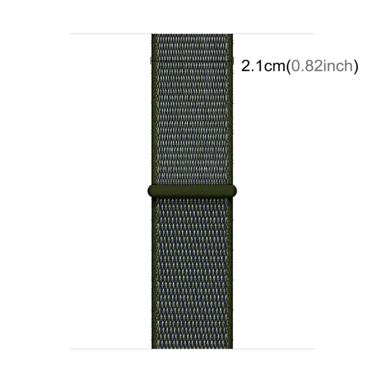 König Design mm, Armband Sport Arm mm 45 / Band / Nylon mm Smartwatch-Armband 42 Loop 44 Armeegrün