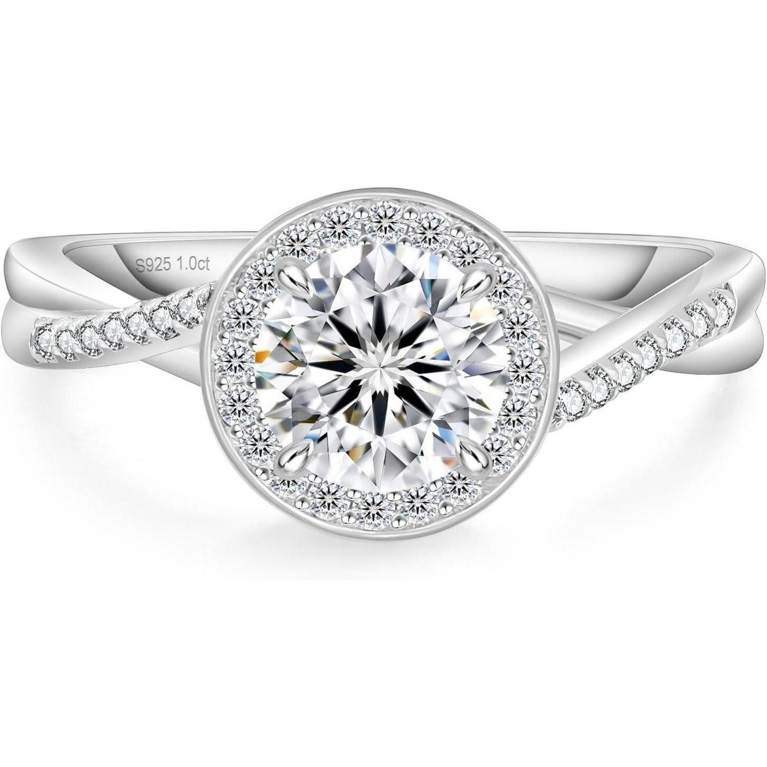 LuxusKollektion Solitärring Solitär Verlobungsring Damen Moissanite 1-2 Karat VVS1 D Farbe 925