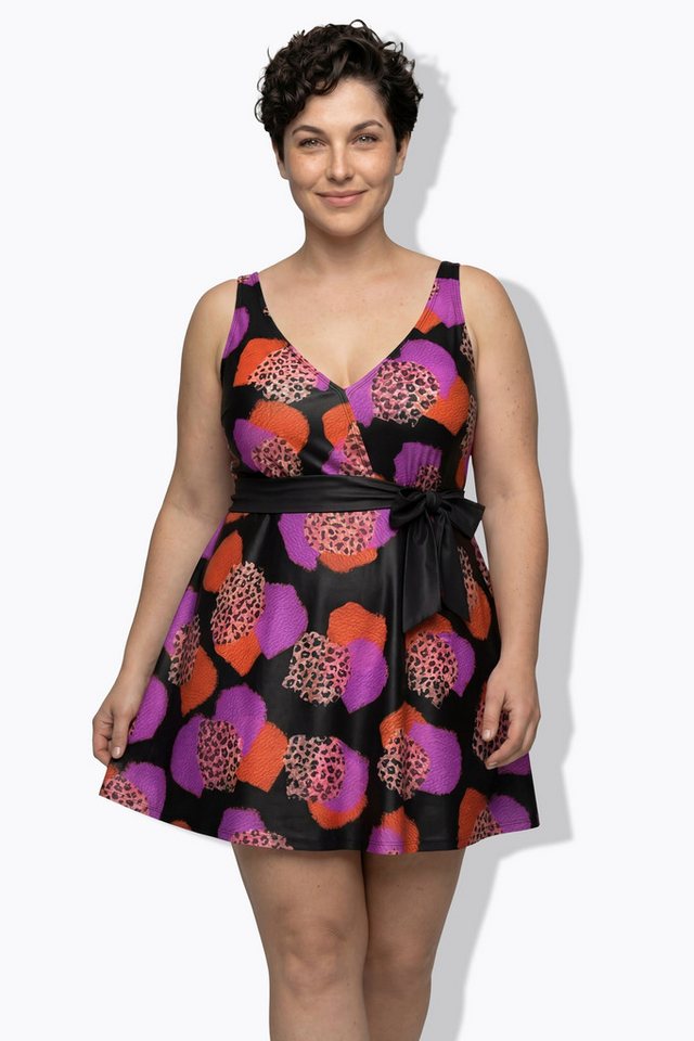 Ulla Popken Badekleid Badekleid Leomuster Softcups Schleife