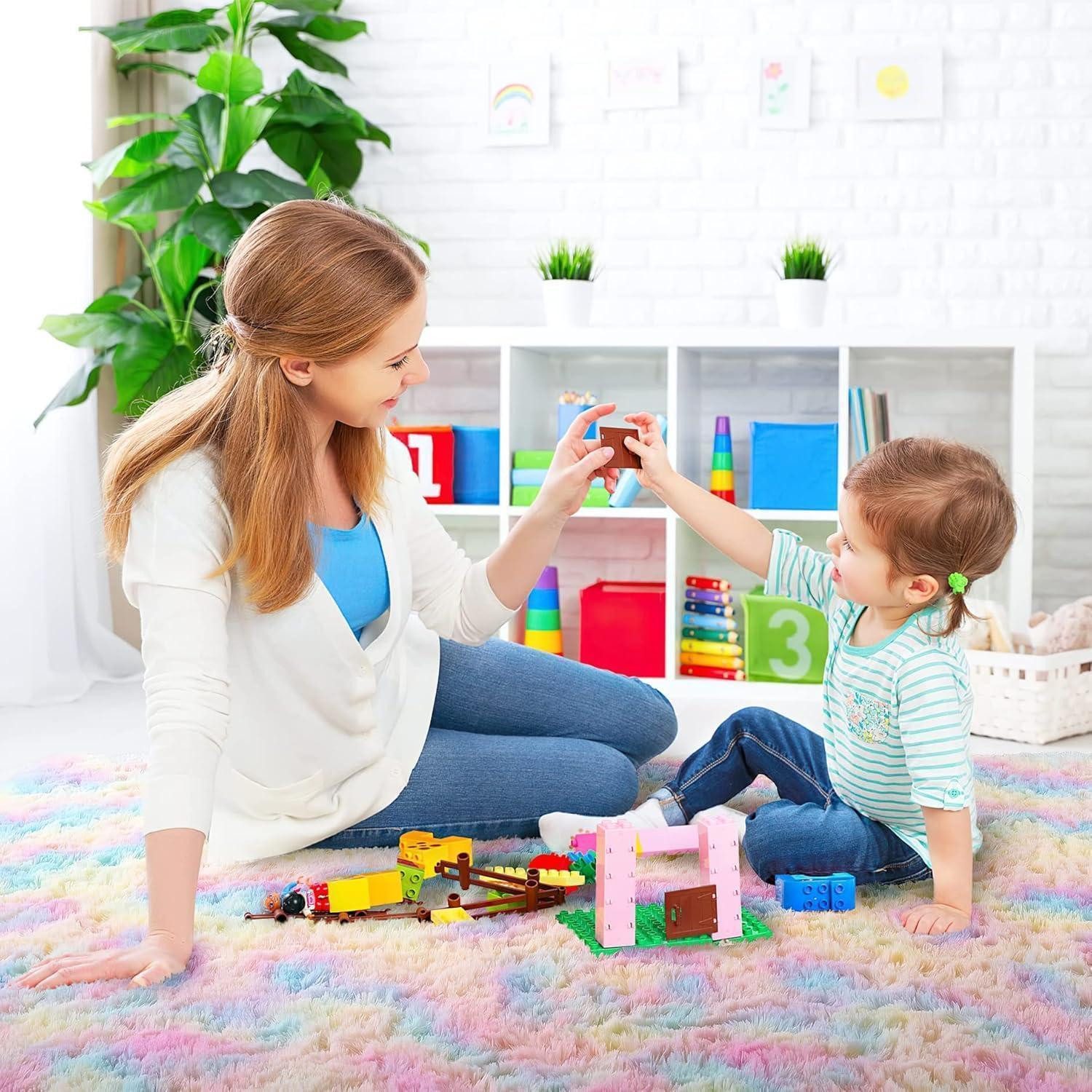 LuxusKollektion Hochflor-Teppich Teppich Hochflor Shaggy Wohnzimmer Schlafzimmer Regenbogen 80 x 150 cm
