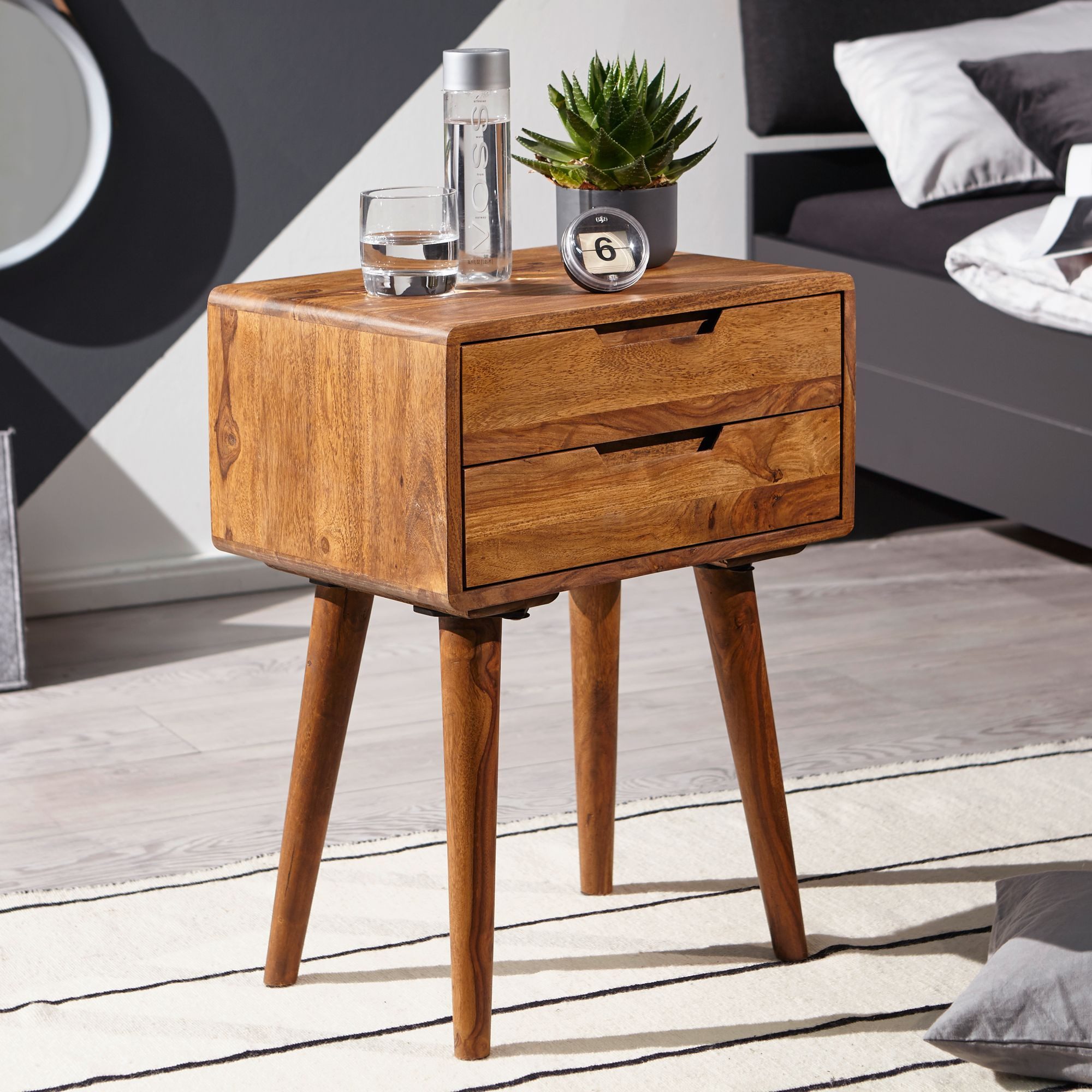FINEBUY Nachttisch FB51403 (47x66x36 cm Massivholz günstig online kaufen