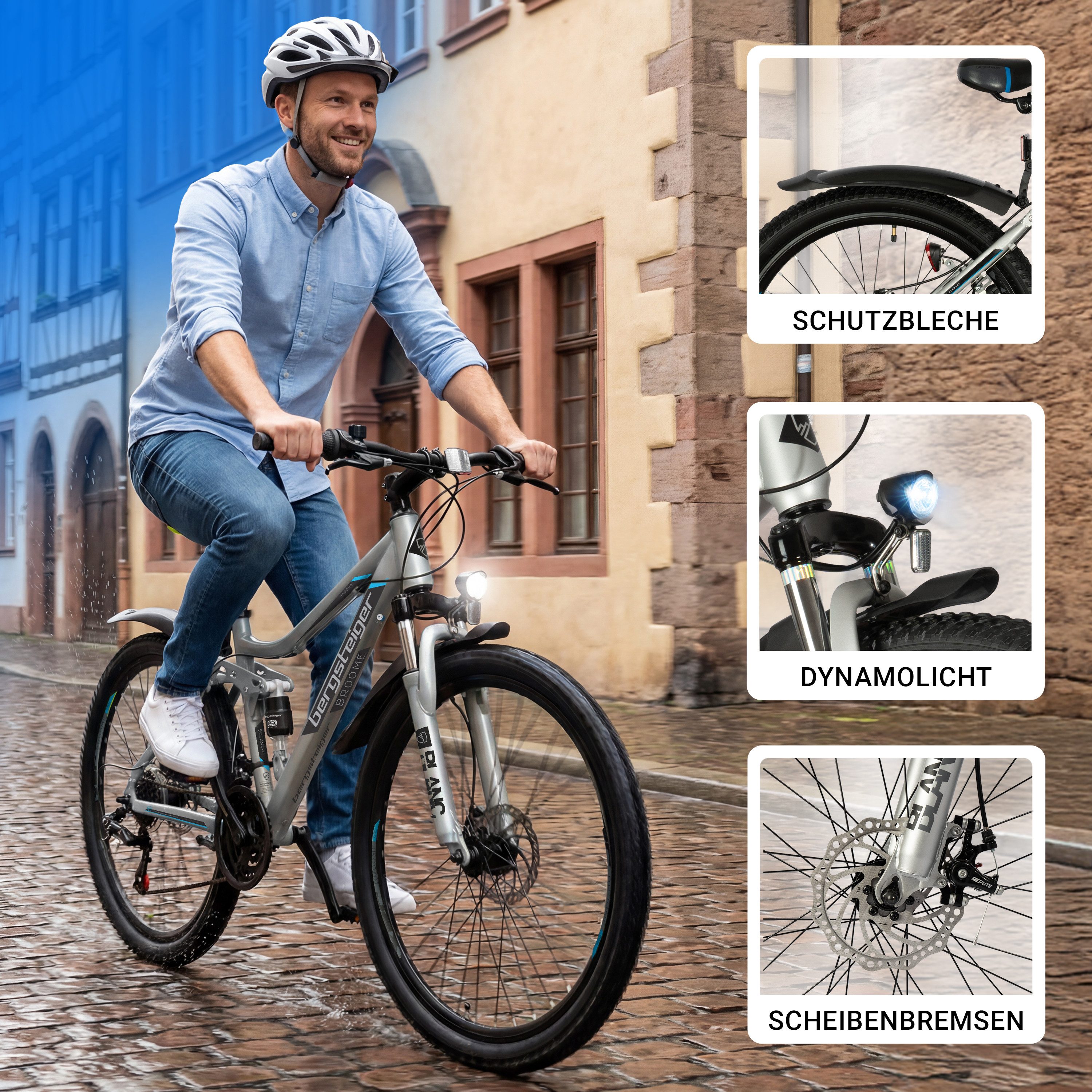 bergsteiger Kinderfahrrad Broome 24, 26 Zoll, Damen, Herren, Mountainbike, 21 Gang Shimano Shimano Tourney Schaltung Schaltwerk, Kettenschaltung, Scheibenbremsen