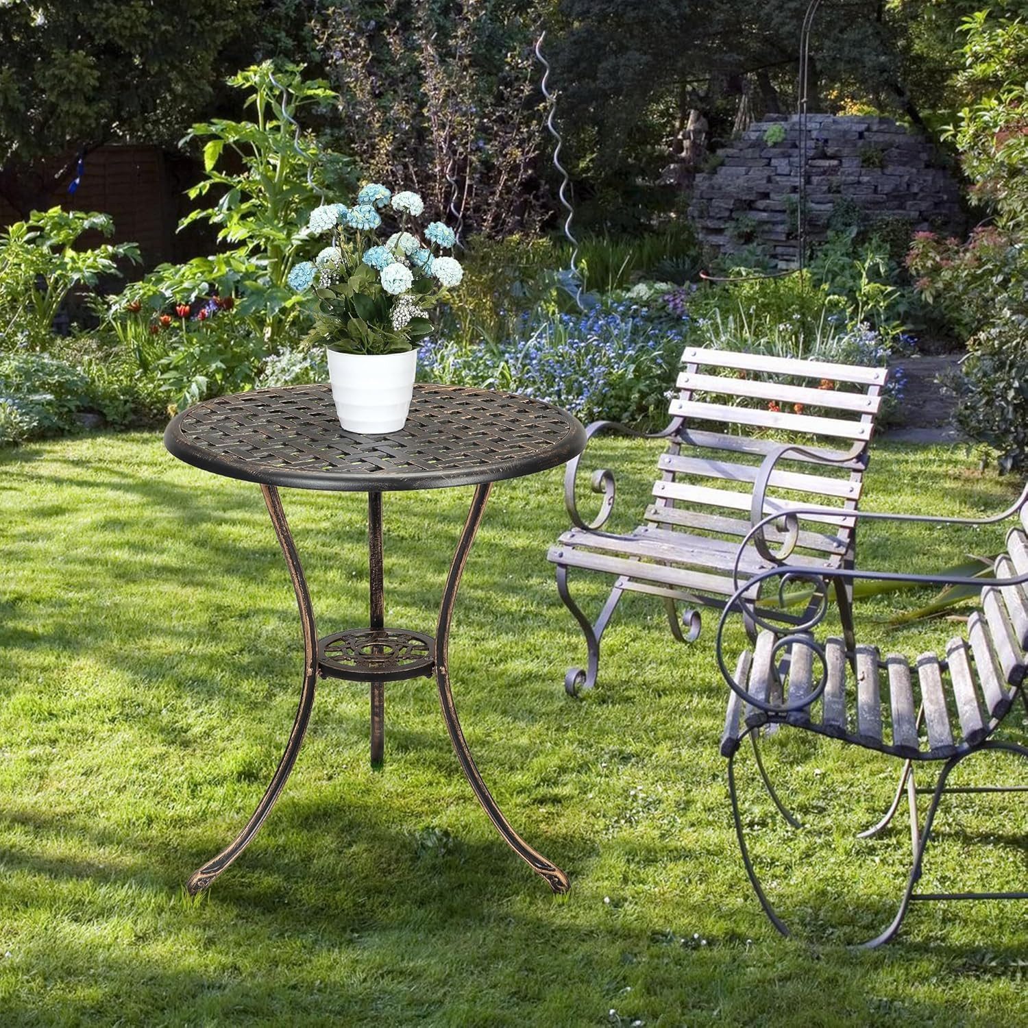 GarveeMore Gartentisch Balkontisch Bistrotisch Outdoor Aluminium günstig online kaufen