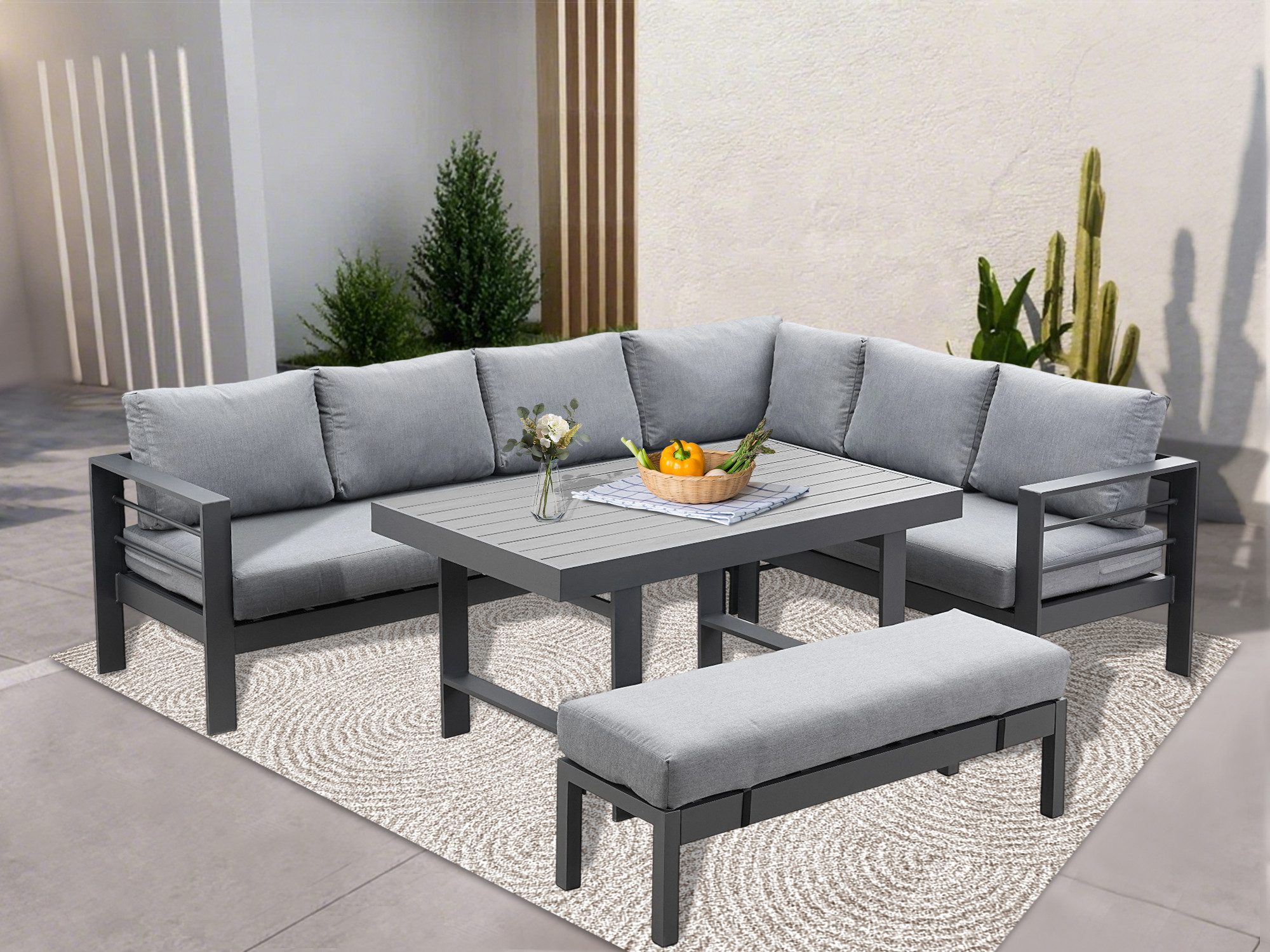 MeXo Gartenlounge-Set Aluminium XXL Lounge Gartenmöbelset günstig online kaufen