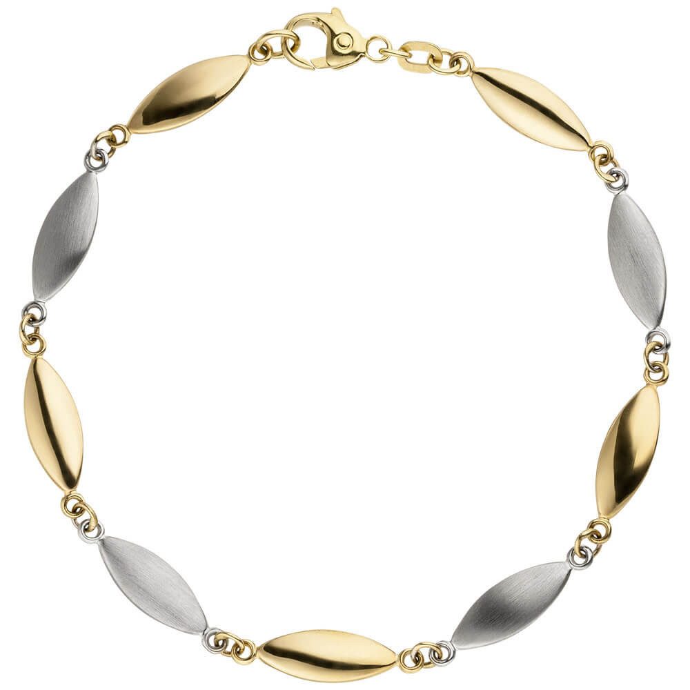 Goldarmband 5,5mm Armband aus 585 Gelbgold & Weißgold, 19,5cm