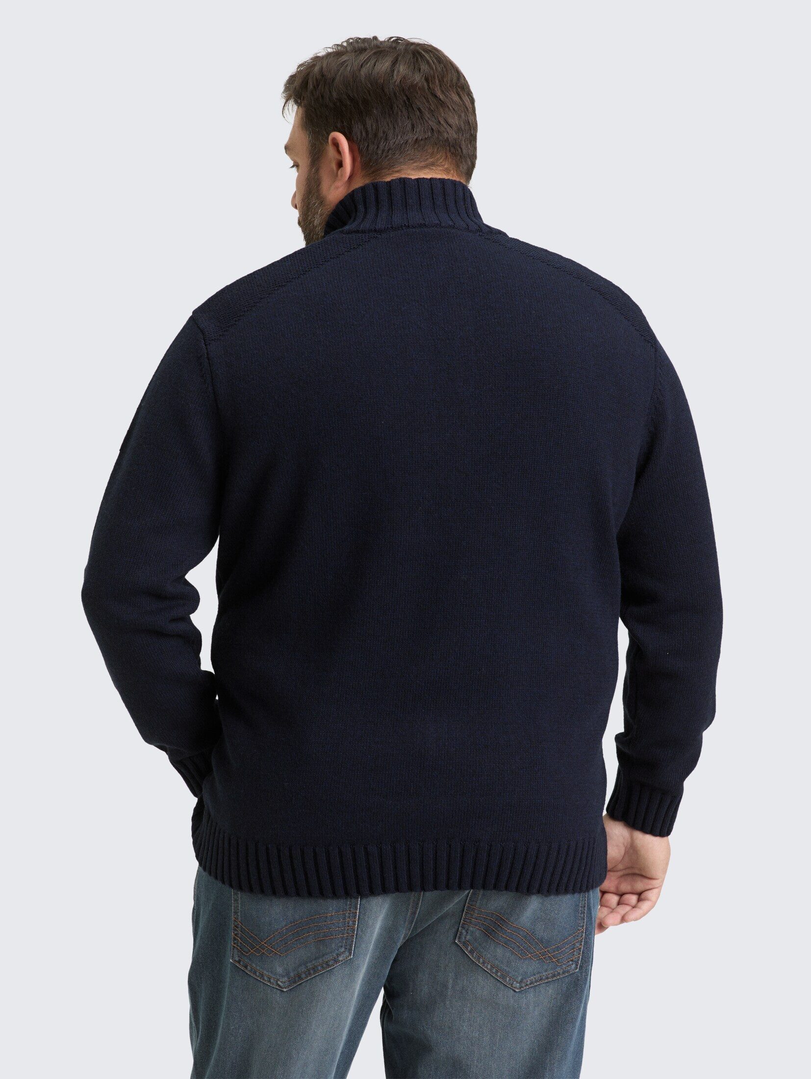 TOM TAILOR PLUS Strickpullover Pullover & Strickjacken Plus Size - Troyer Strickpullover mit Ripp-Details