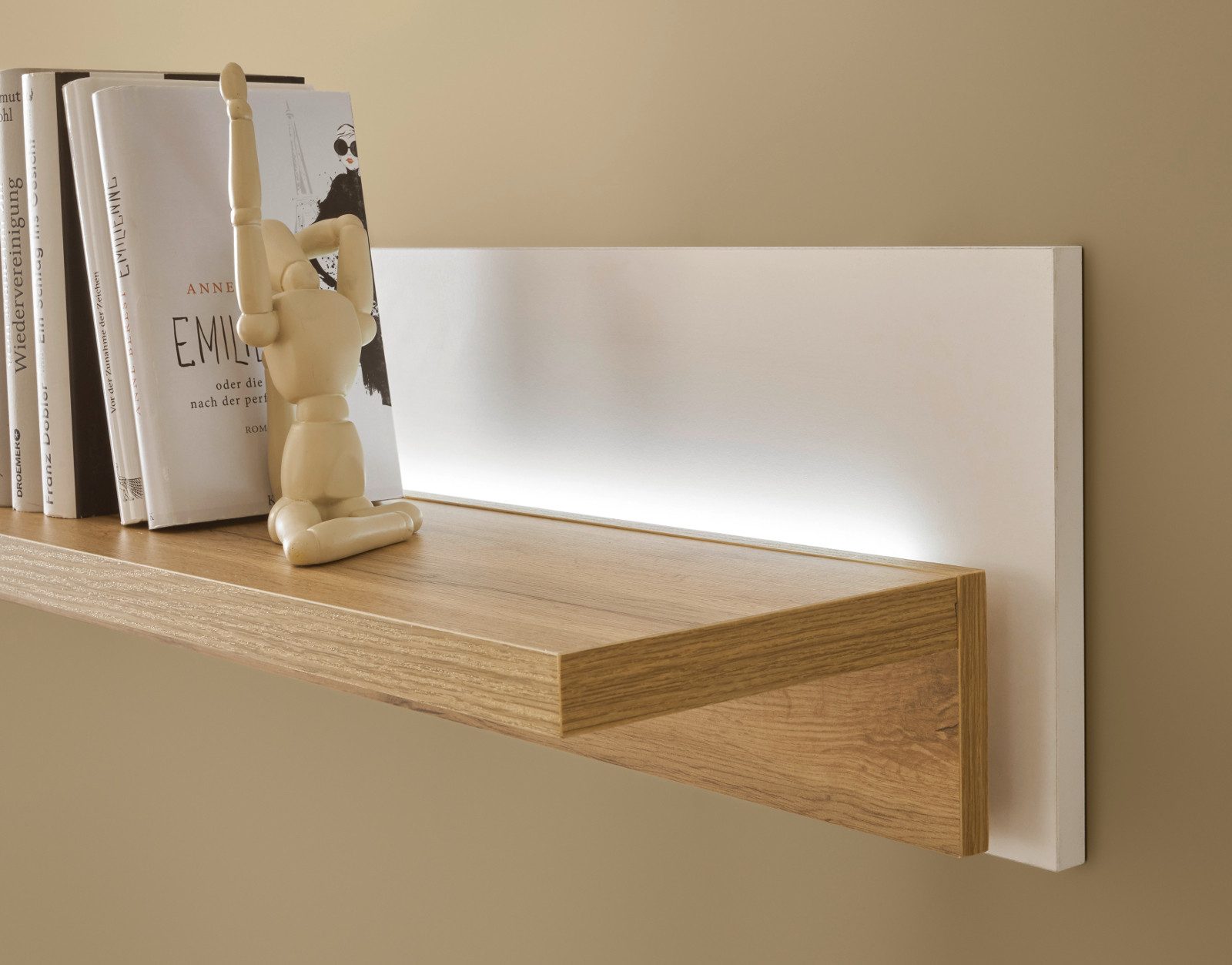 Furn.Design Wandboard Bellport, Wandregal in weiß matt mit Wotan Eiche
