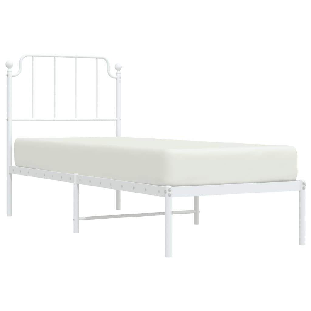 vidaXL Bett Metallbett ohne Matratze mit Kopfteil Weiß 75x190 cm günstig online kaufen