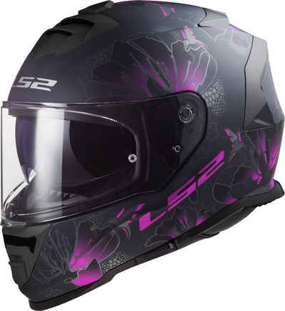 LS2 Motorradhelm FF800 Storm Burst schwarz-pink matt, sportlicher Integralhelm Motorradhelm Rollerhelm mit Sonneblende Frauen Damen
