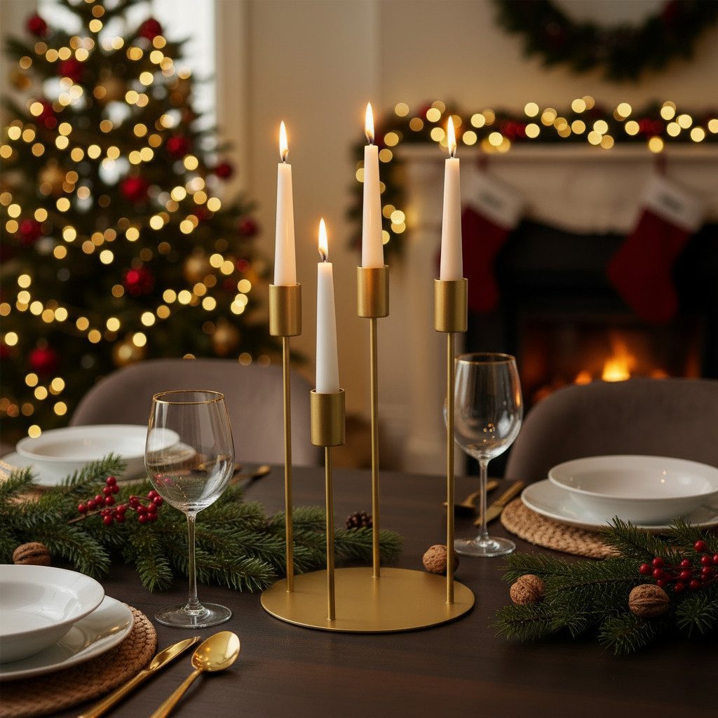 MF Kerzenständer Adventsleuchter Junto Metall Gold Matt Elegant Kerzenleuchter