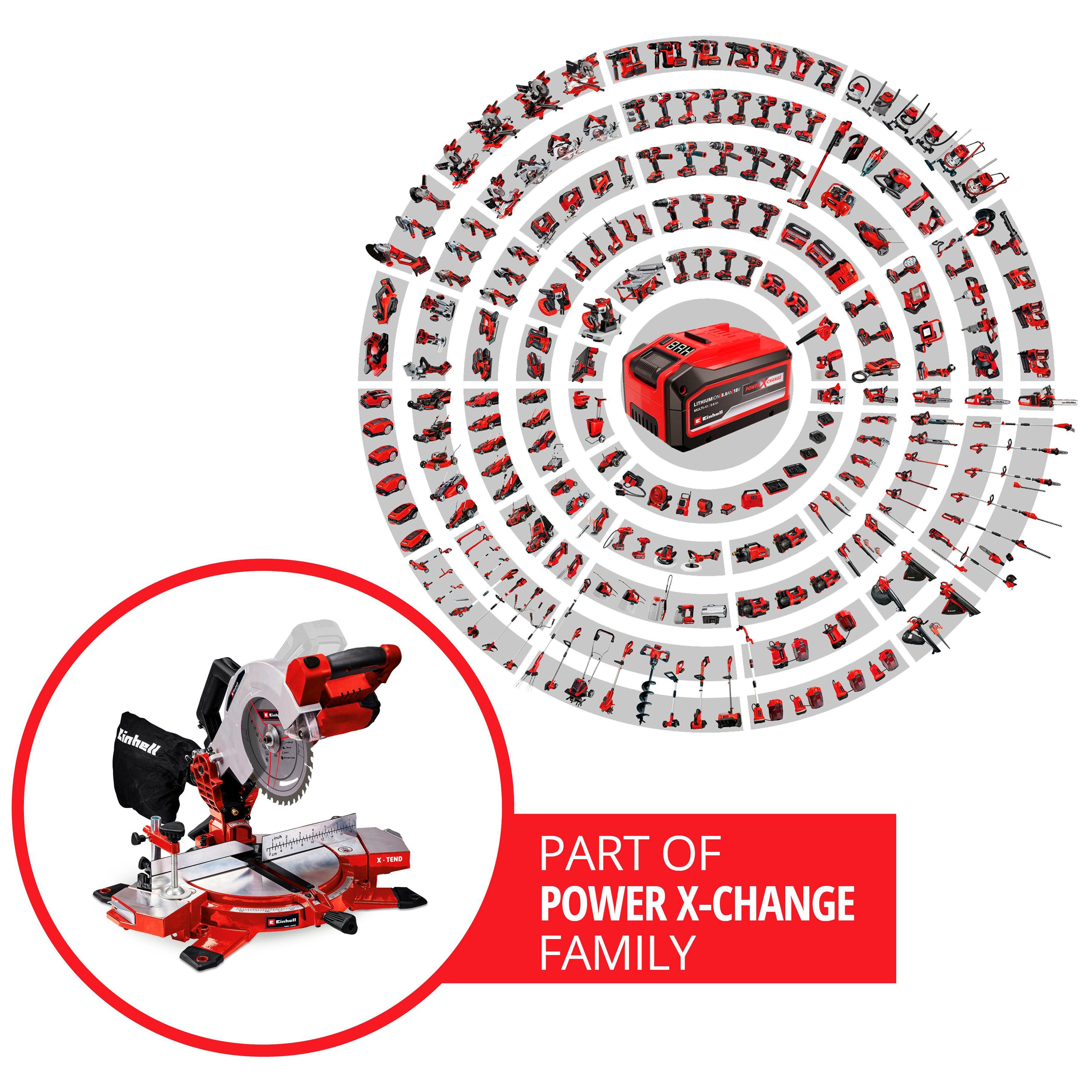 TE-MS X-Change, Akku Akku-Kapp-Gehrungssäge Power Einhell 210 Li-Solo, und ohne mm, 18/210 Ladegerät