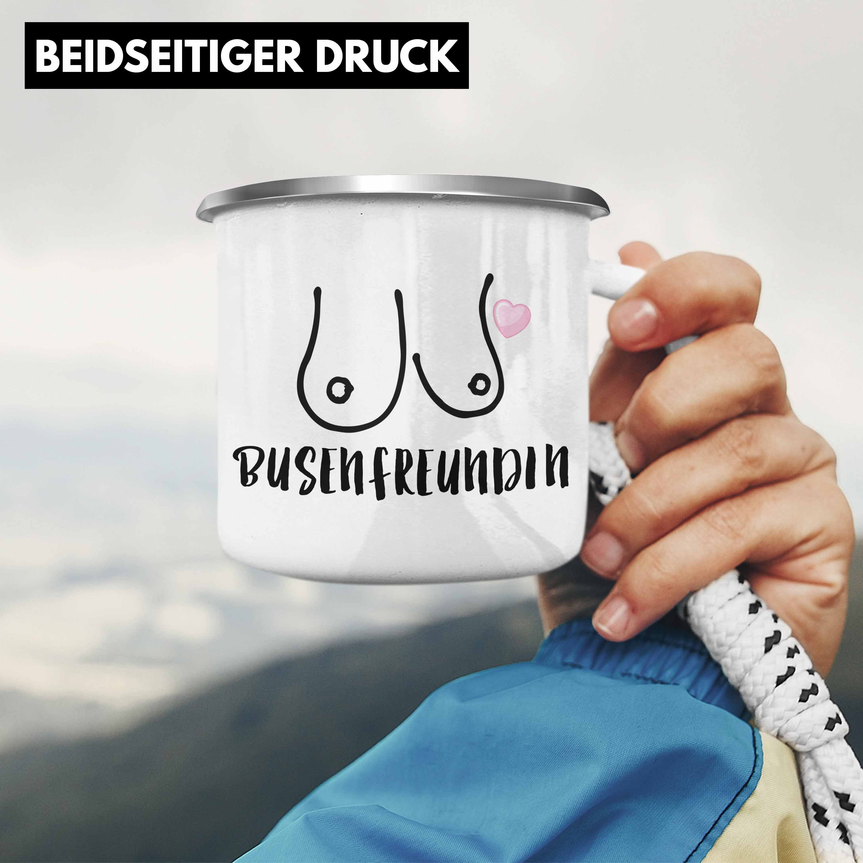 Trendation Silber Freundin Geburtstag Emaille Trendation Lustig Becher Thermotasse Busenfreundin Geschenk Spruch Freundinnen - Tasse Beste