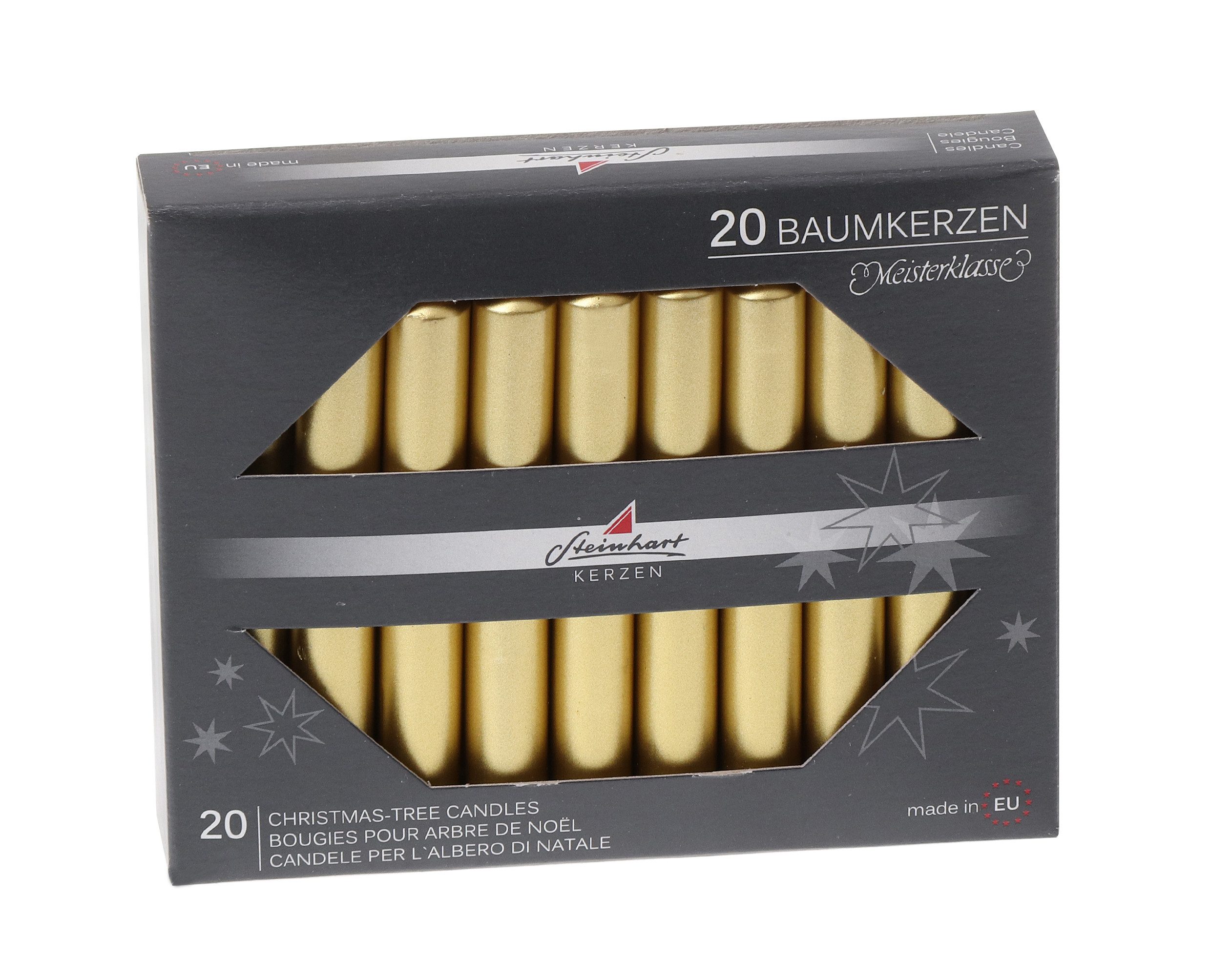 Steinhart Kerzen Adventskerze Baumkerzen Edelglanz Gold 95 x Ø 13 mm, 20 Stück