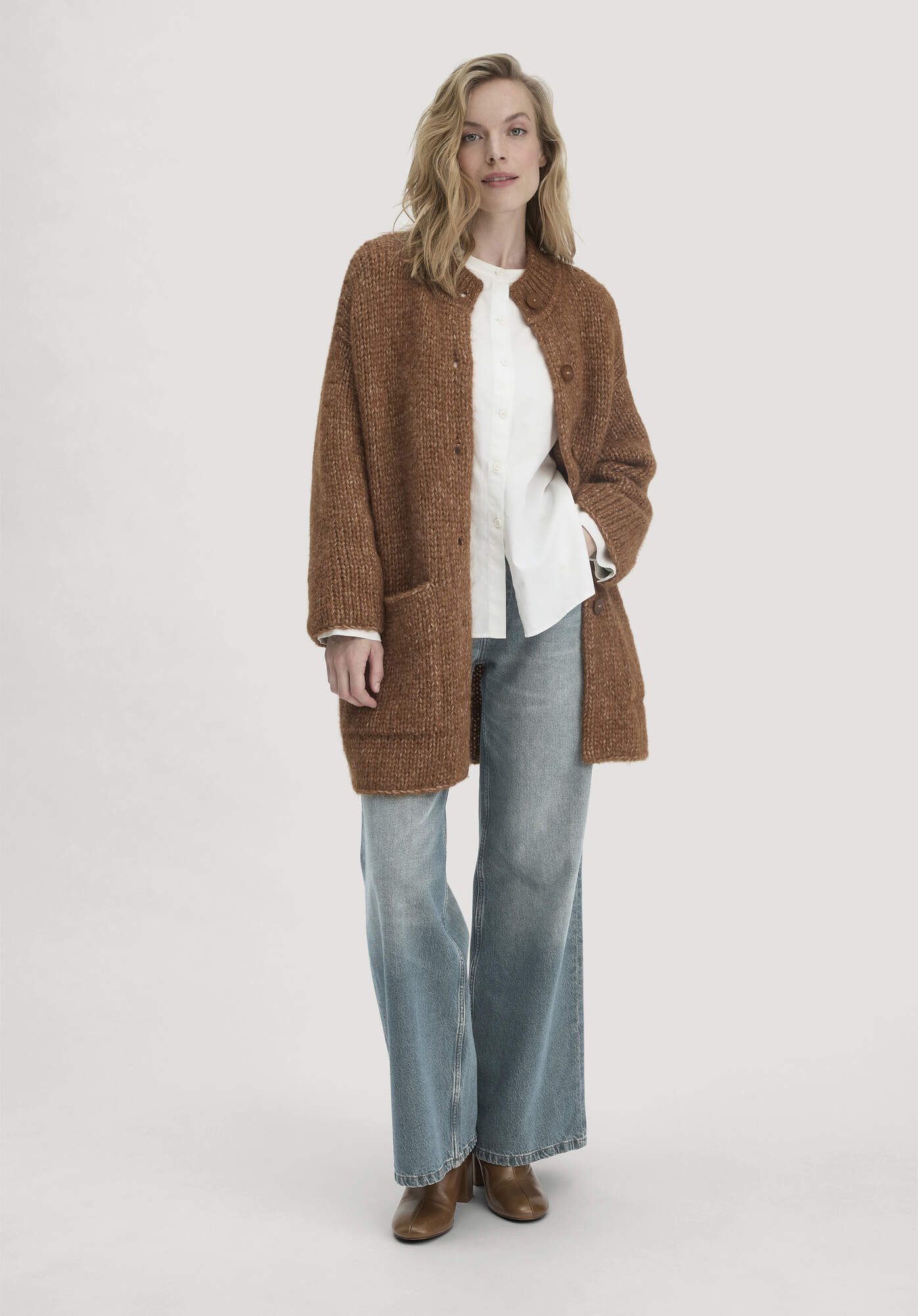 Hessnatur Strickjacke aus Alpaka mit Bio-Baumwolle (1-tlg) günstig online kaufen