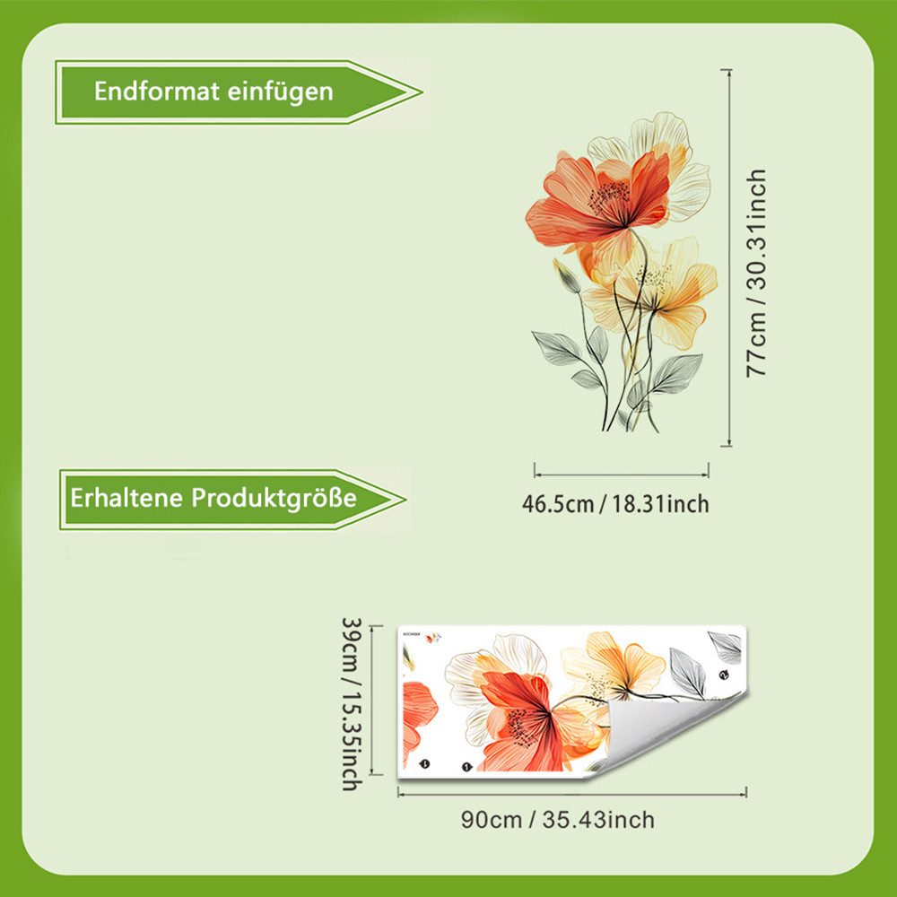 Agger Wandtattoo Wandsticker Blumen Wandtattoo Wandaufkleber für Wohnzimmer, Schlafzimmer Büros Sofa Hintergrund Hause Wanddekoration