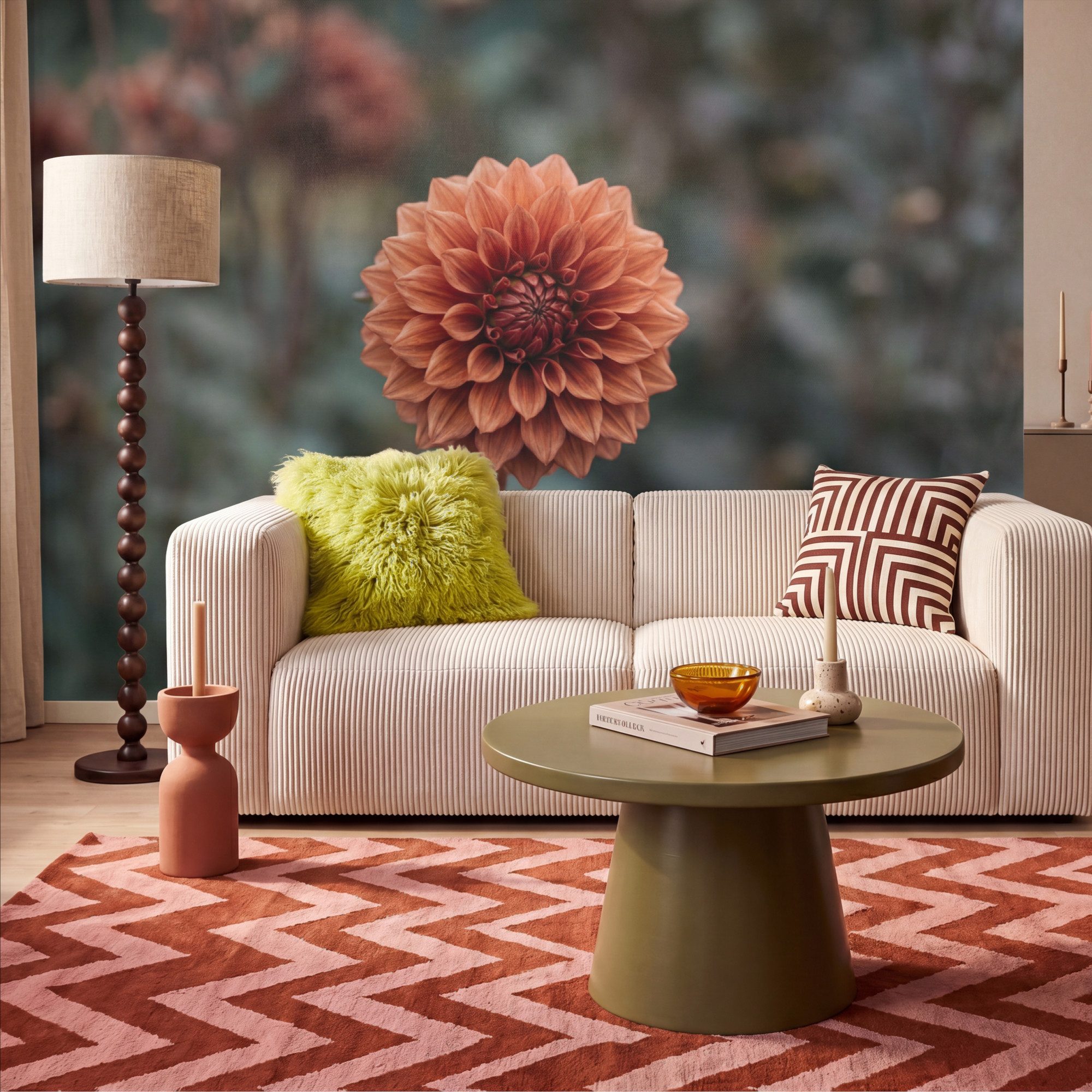 OnlyWow Fototapete Dahlie - Blume - Natur - Atmosphärisch, Matt, bedruckt, Wohnzimmer, Modern, Wanddekoration, Vliestapete 100x70cm – Bild 2 von 5