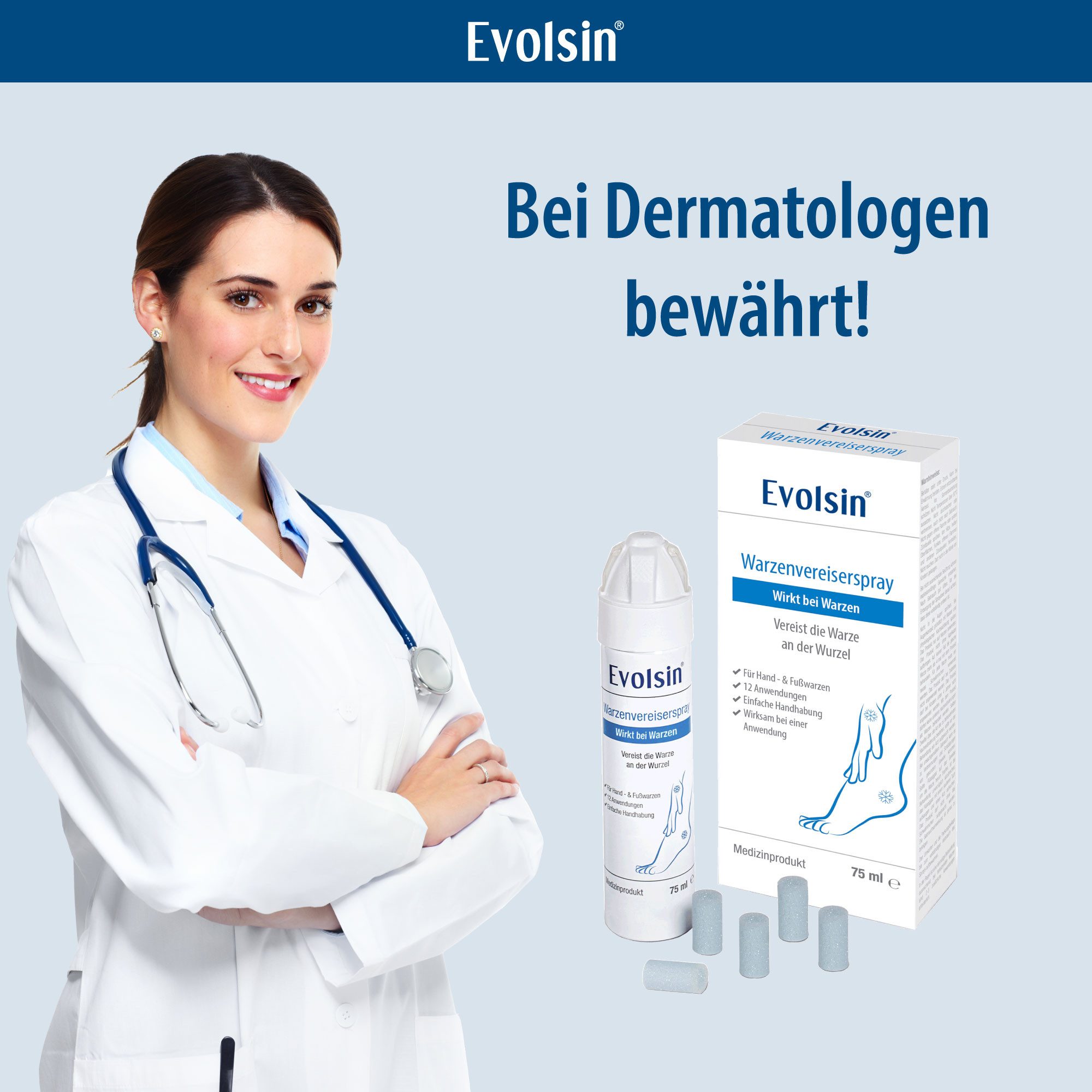 Evolsin Warzen-Vereisungsspray Evolsin® Warzenvereiser Spray bei gewöhnlichen Warzen & Dornwarzen, gegen Warzen & Dornwarzen