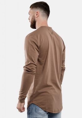 Blackskies T-Shirt Round Langarm Longshirt T-Shirt Braun Medium