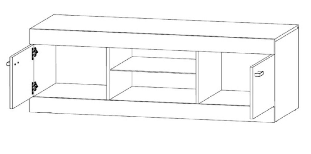Feldmann-Wohnen Wohnwand WESTA, (Anbauwand Wandpaneel), 193,1 Gesamtmaße cm 62,6 + cm TV-Lowboard 4-St., 1 B/T/H: Glasvitirne Set, 1 300,1 x cm + Wäscheschrank 1 1 + x