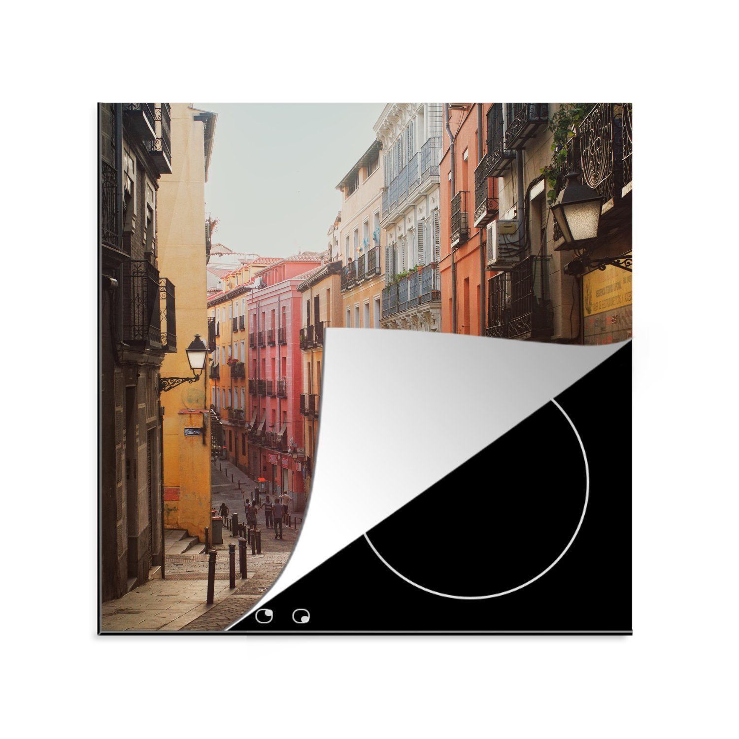 MuchoWow Herdblende-/Abdeckplatte Madrid - Spanien - Haus, Vinyl, (1 tlg), 78x78 cm, Ceranfeldabdeckung, Arbeitsplatte für küche