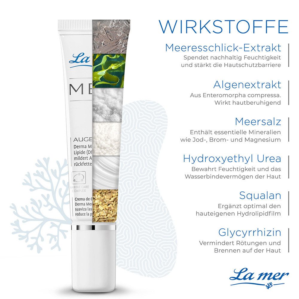 La mer Augencreme Med Augencreme – beruhigende Augenpflege ohne Parfum, Beruhigt die Augenpartie, mildert Schatten, glättet sichtbar