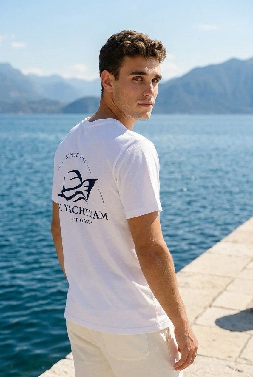 n.c. T-Shirt maritimes Rundhalsshirt aus feiner Baumwolle