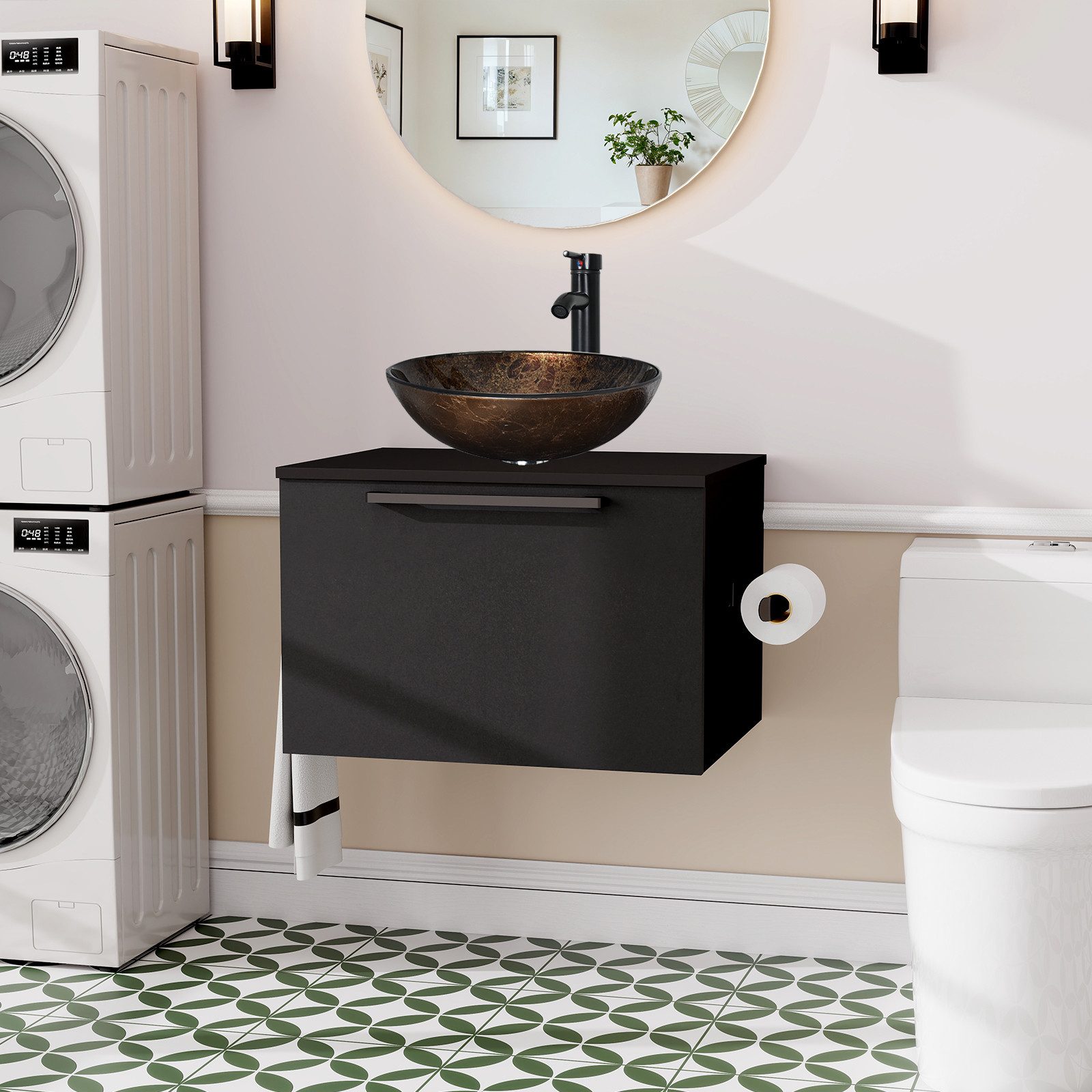 Puluomis Badezimmer-Set Waschbeckenunterschrank 60cm mit Waschbecken, (mit günstig online kaufen