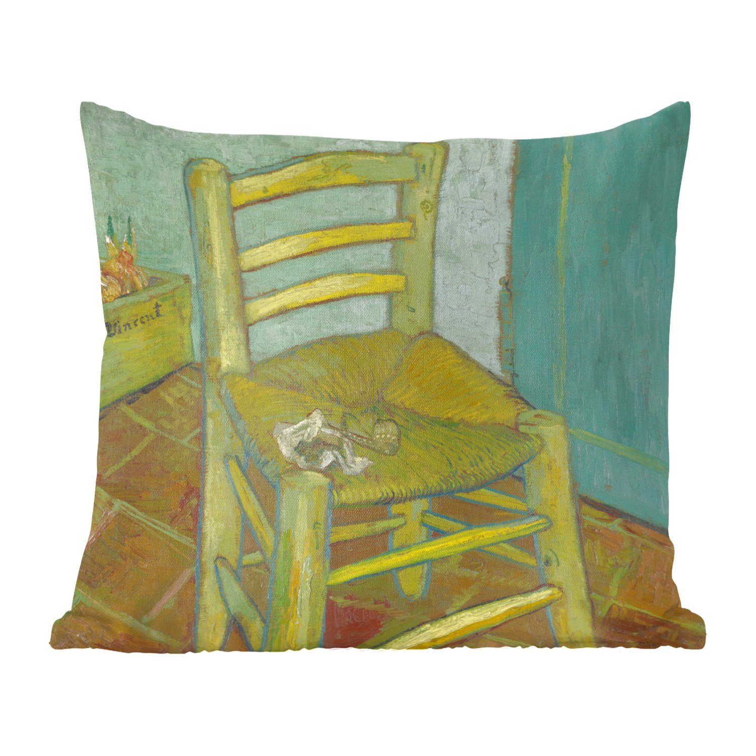 MuchoWow Dekokissen Der Stuhl von Vincent - Vincent van Gogh, Zierkissen mit Füllung für Wohzimmer, Schlafzimmer, Deko, Sofakissen