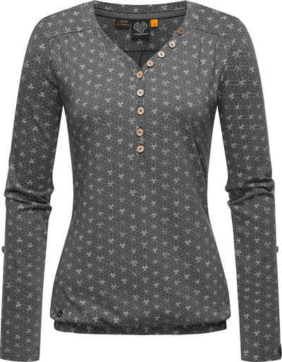 Ragwear Langarmshirt Pinchi Print Stylisches Damen Longsleeve mit Knöpfen