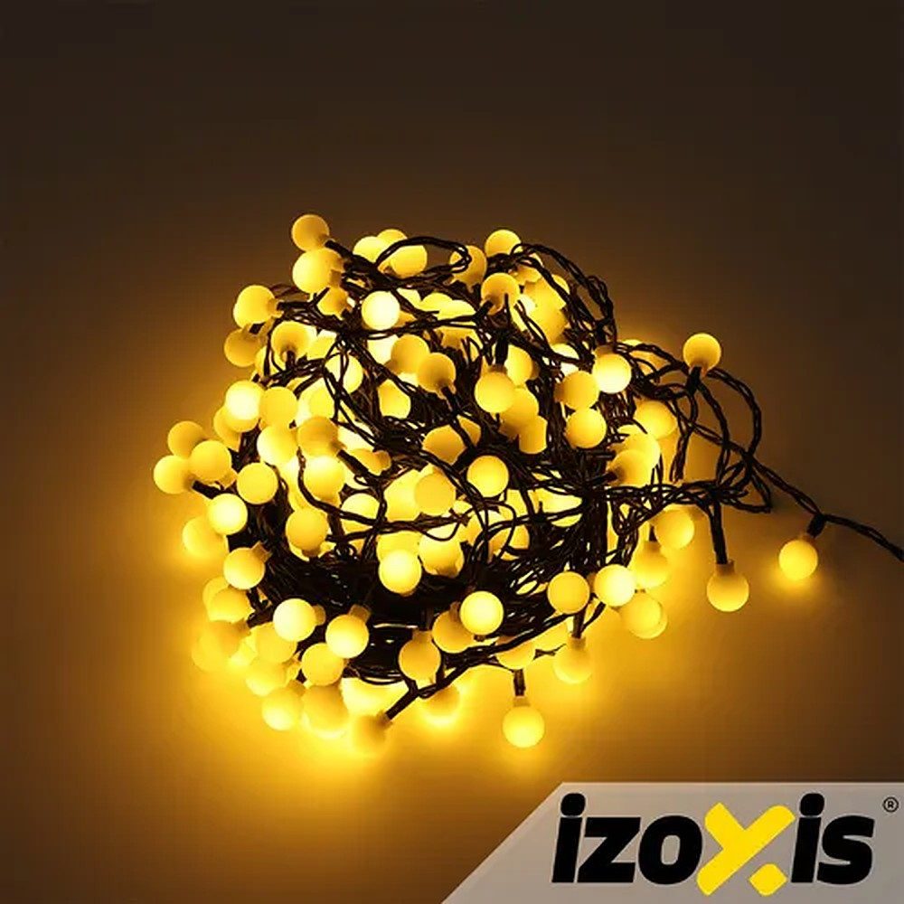 IZOXIS LED-Lichterkette Weihnachtsbeleuchtung Kugellichterkette Außenbeleuchtung, 300-flammig, 300 LEDs, 8 Leuchtmodi, IP44, 30 m, warmweiß